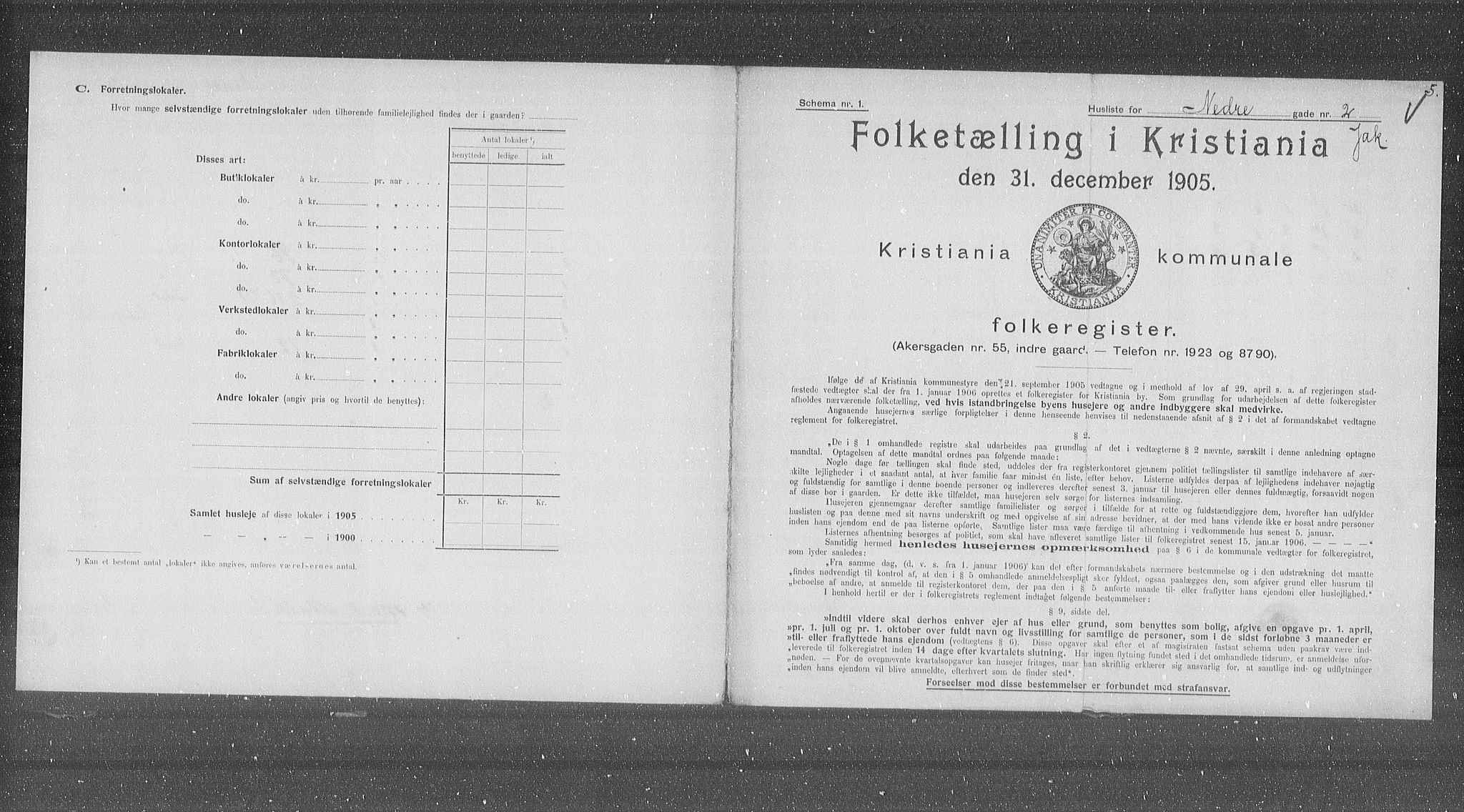 OBA, Municipal Census 1905 for Kristiania, 1905, p. 36323