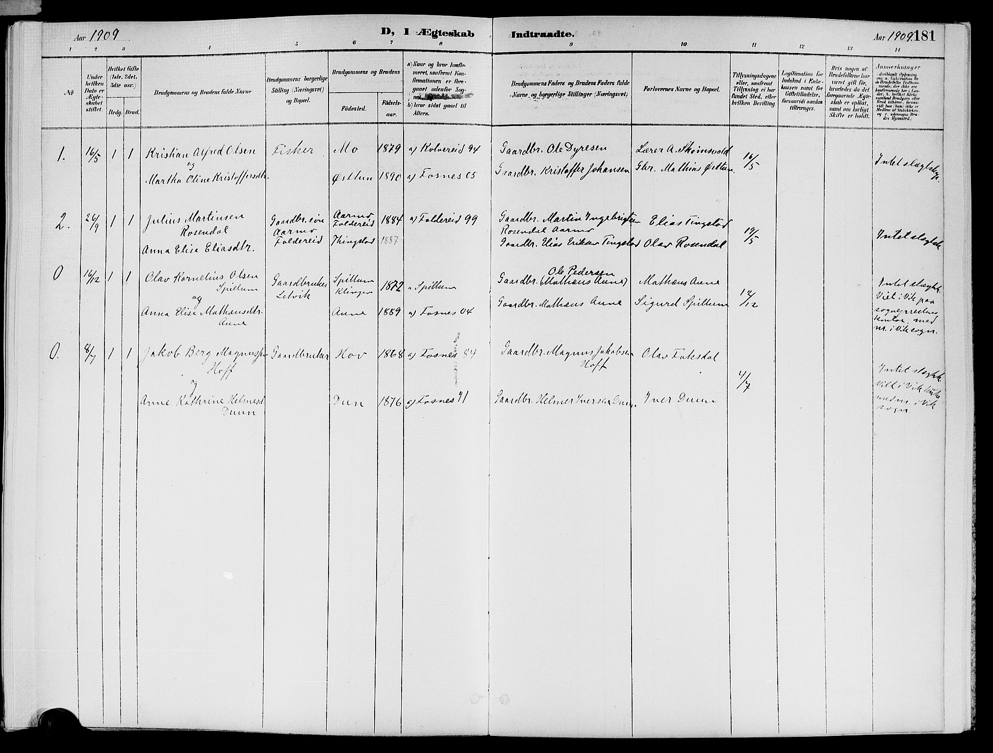 Ministerialprotokoller, klokkerbøker og fødselsregistre - Nord-Trøndelag, AV/SAT-A-1458/773/L0617: Parish register (official) no. 773A08, 1887-1910, p. 181