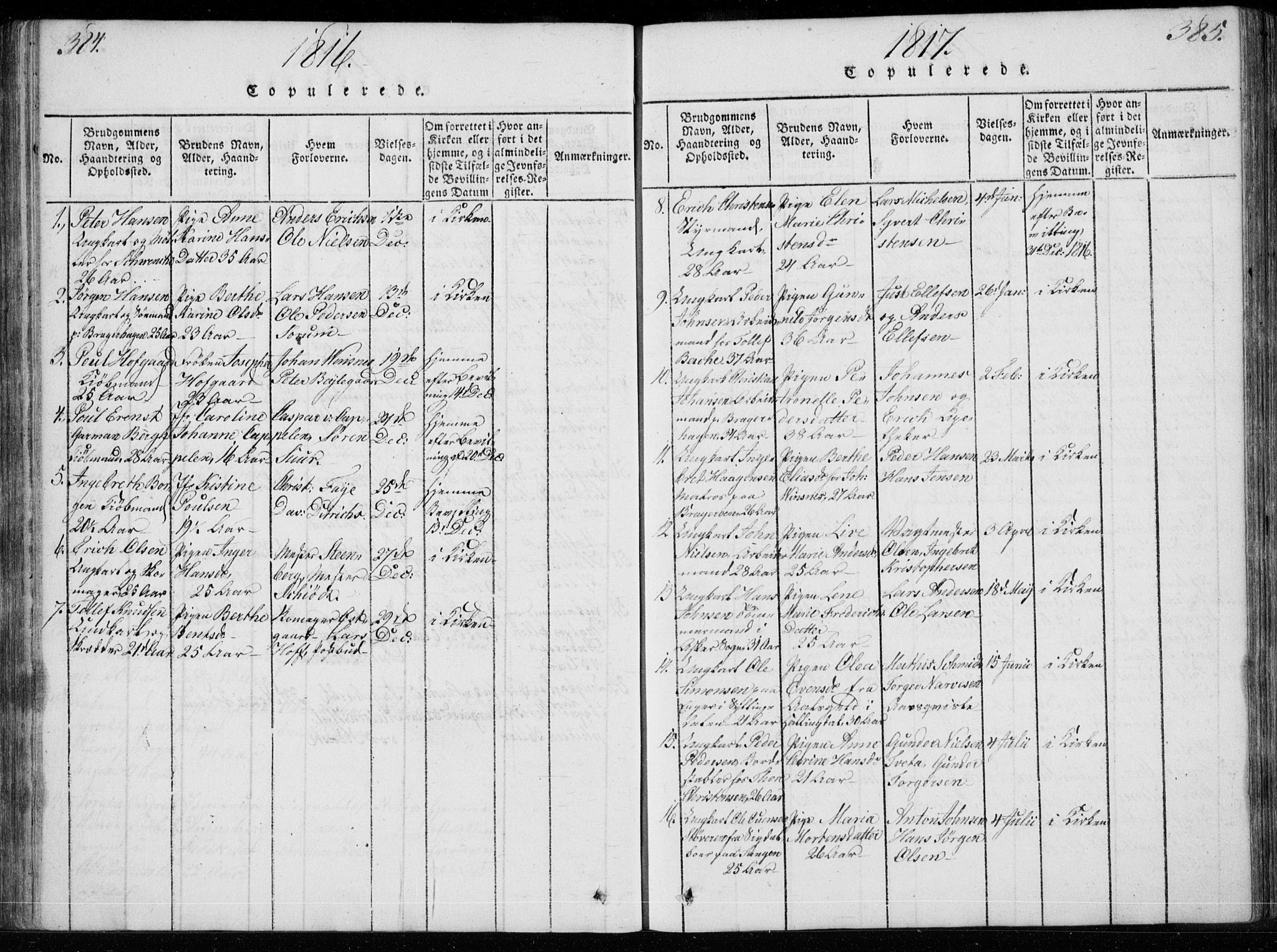 Bragernes kirkebøker, SAKO/A-6/F/Fa/L0007: Parish register (official) no. I 7, 1815-1829, p. 384-385