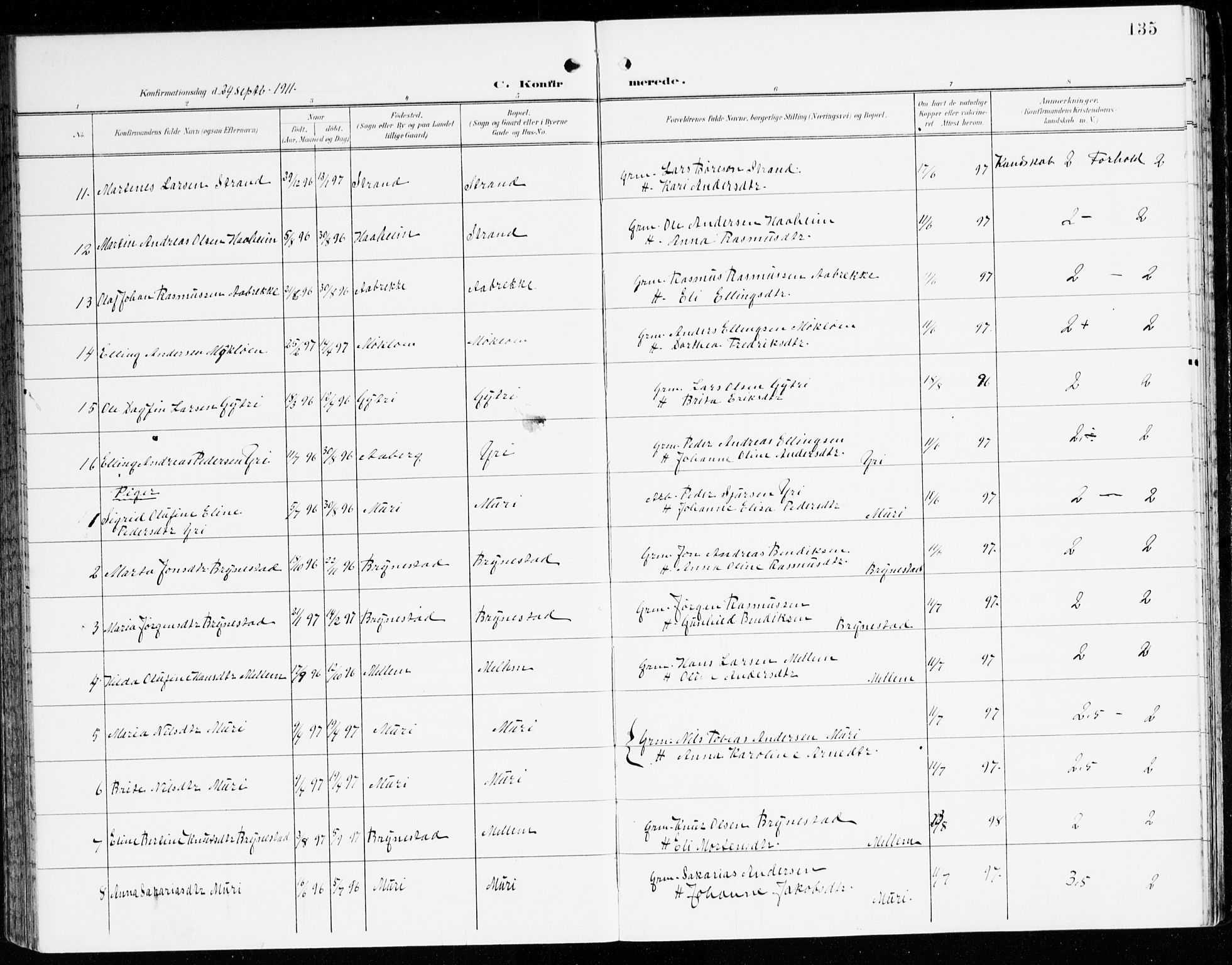 Innvik sokneprestembete, AV/SAB-A-80501: Parish register (official) no. C 2, 1900-1920, p. 135