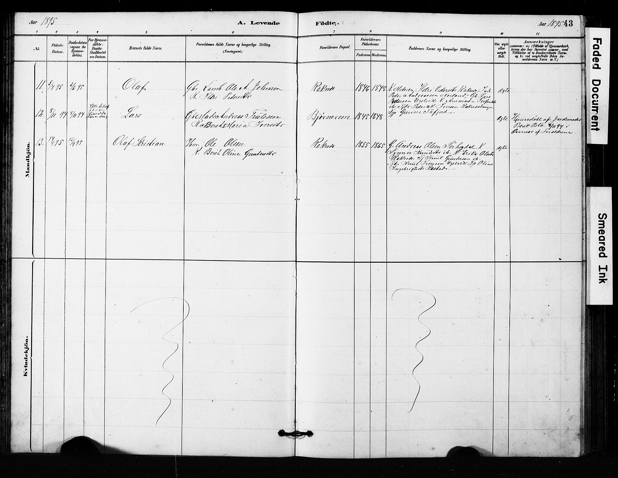 Ministerialprotokoller, klokkerbøker og fødselsregistre - Møre og Romsdal, AV/SAT-A-1454/563/L0737: Parish register (copy) no. 563C01, 1878-1916, p. 43