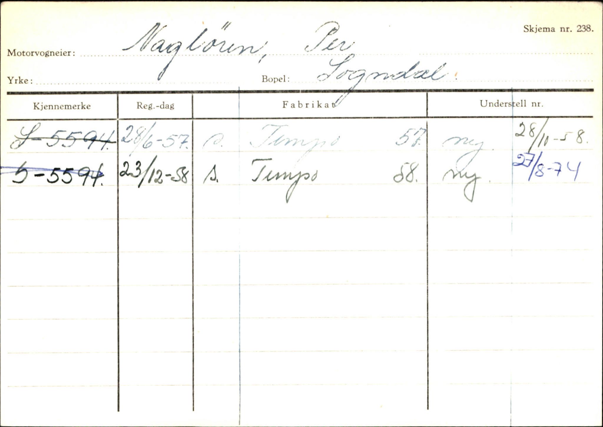 Statens vegvesen, Sogn og Fjordane vegkontor, SAB/A-5301/4/F/L0124: Eigarregister Sogndal A-U, 1945-1975, p. 1732