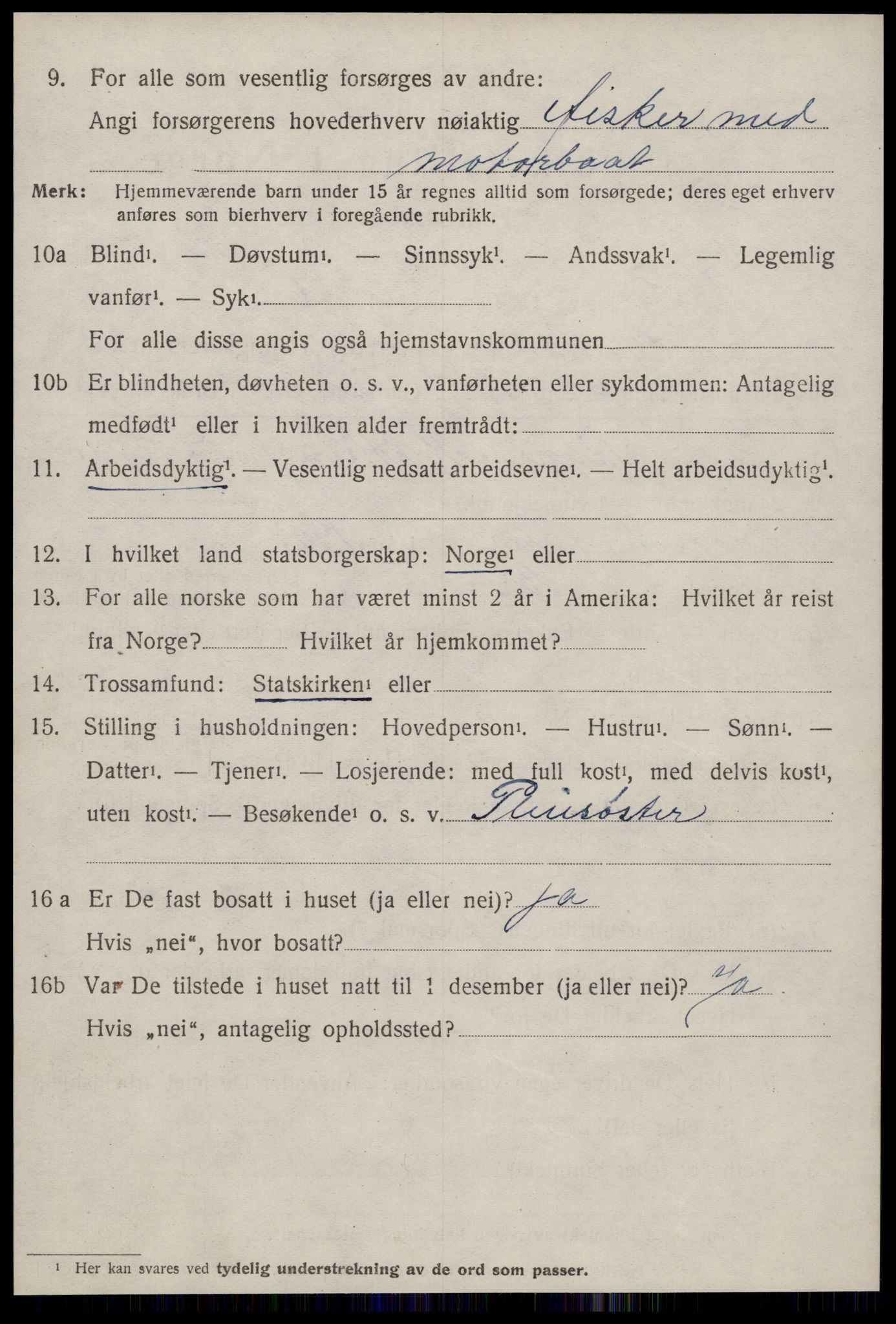 SAT, 1920 census for Brattvær, 1920, p. 1377