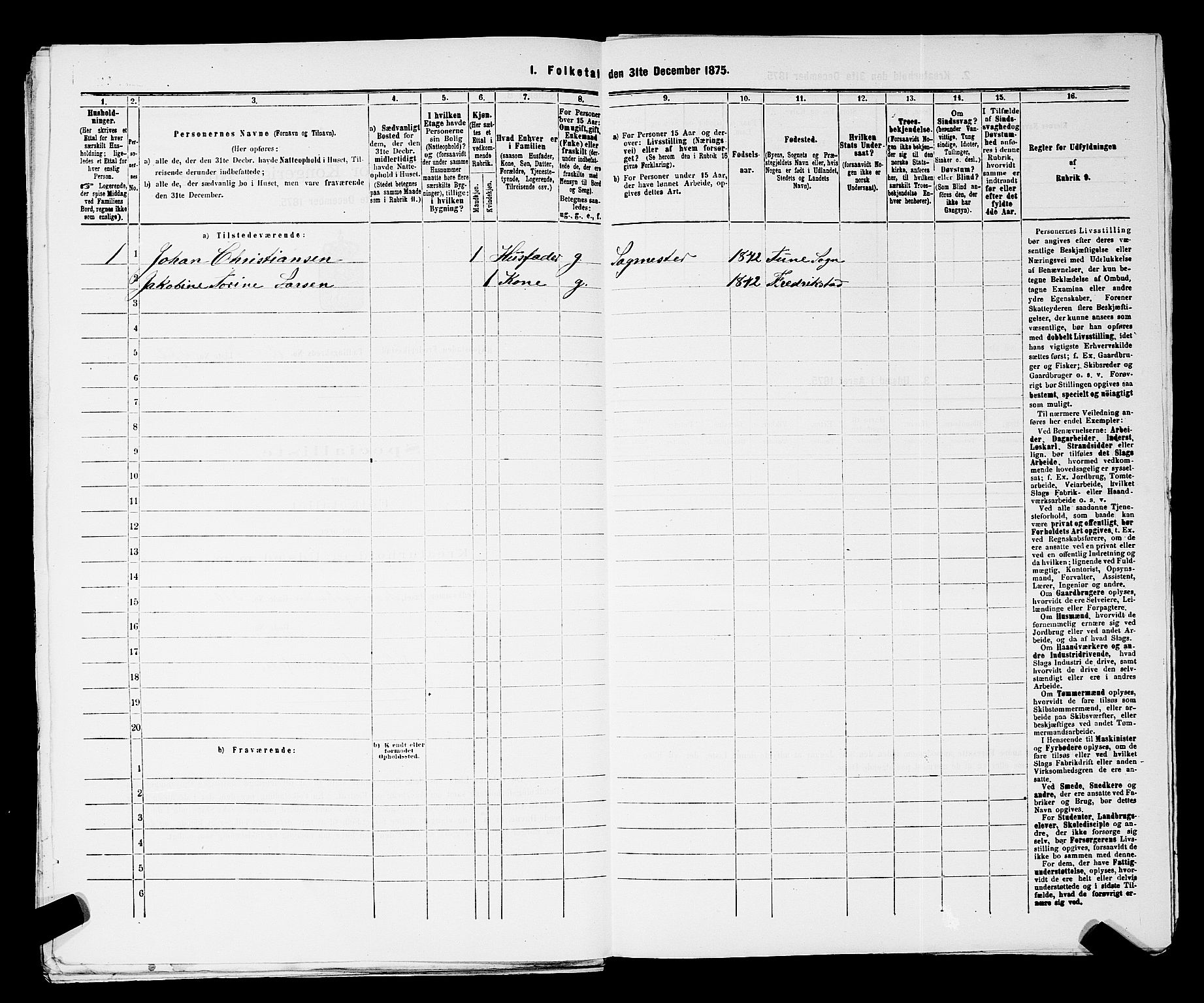 RA, 1875 census for 0103B Fredrikstad/Fredrikstad, 1875, p. 1523
