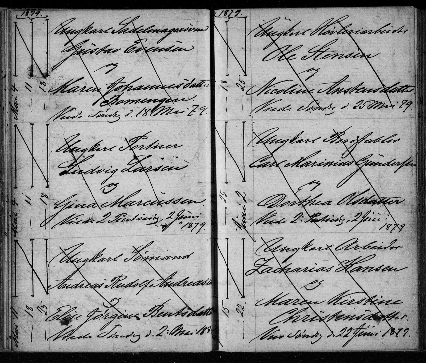 Bragernes kirkebøker, AV/SAKO-A-6/H/Ha/L0006: Banns register no. 6, 1873-1896