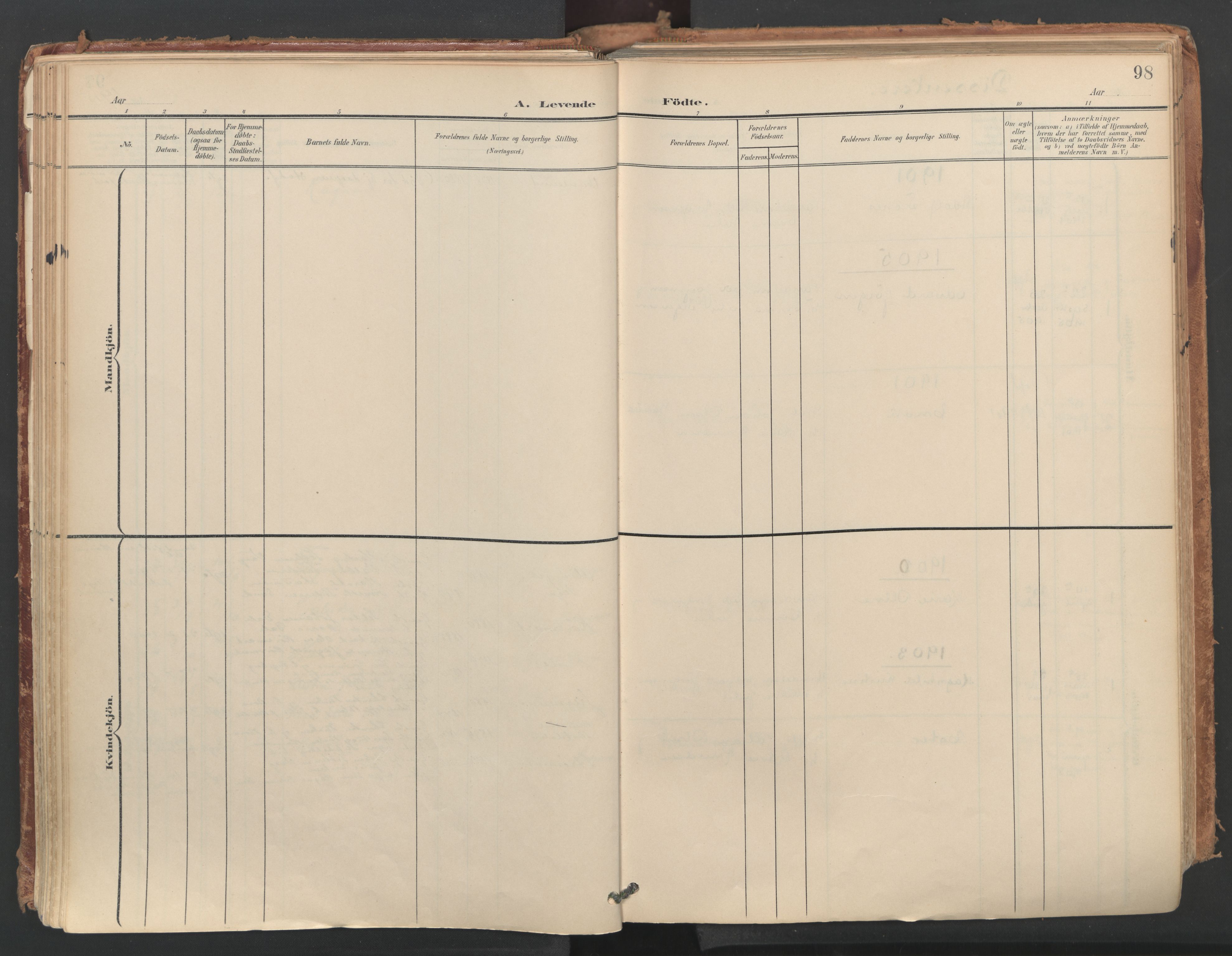 Ministerialprotokoller, klokkerbøker og fødselsregistre - Nordland, AV/SAT-A-1459/812/L0180: Parish register (official) no. 812A09, 1901-1915, p. 98