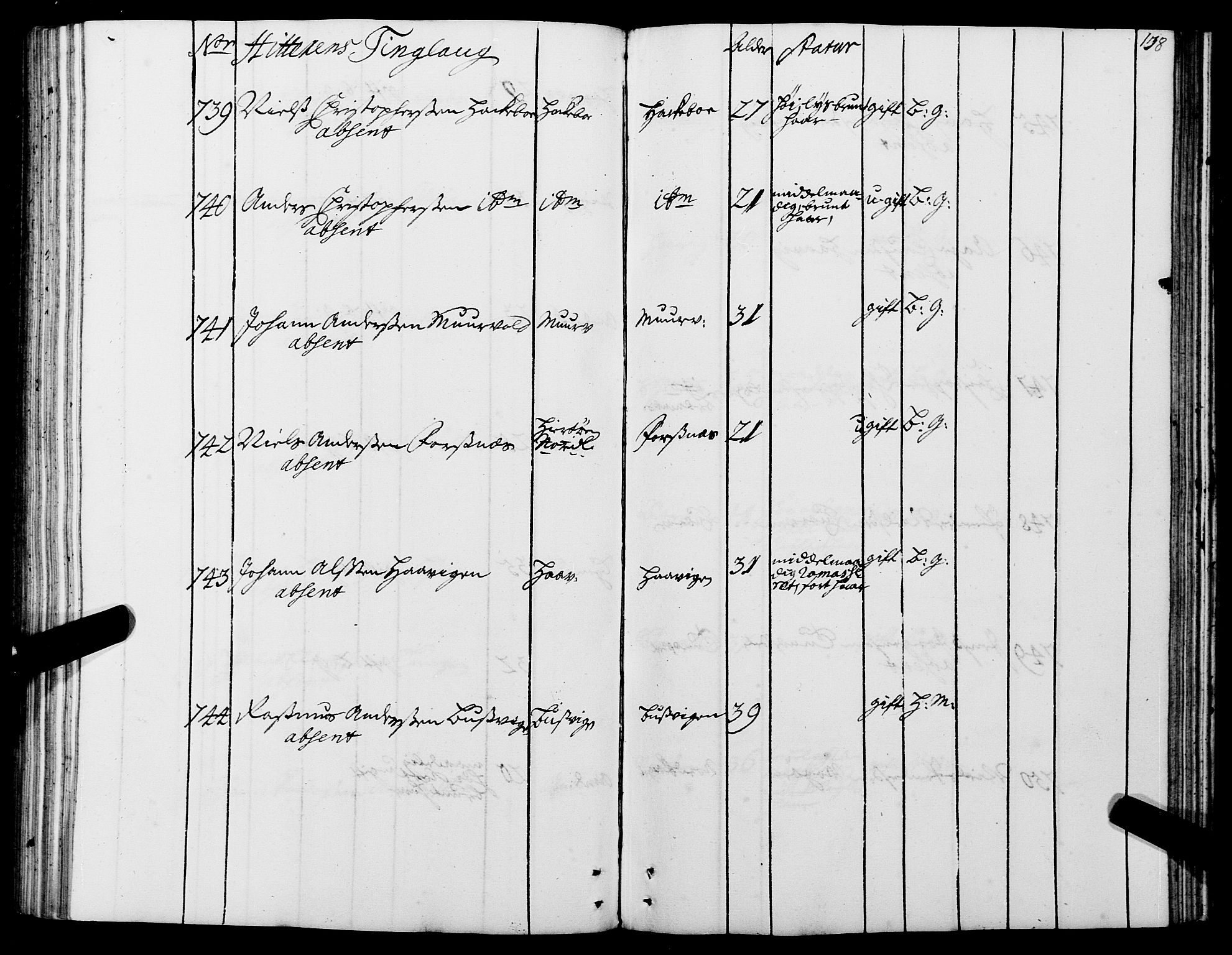 Sjøinnrulleringen - Trondhjemske distrikt, AV/SAT-A-5121/01/L0005: Ruller over sjøfolk i Trondhjem by, 1740-1743, p. 138