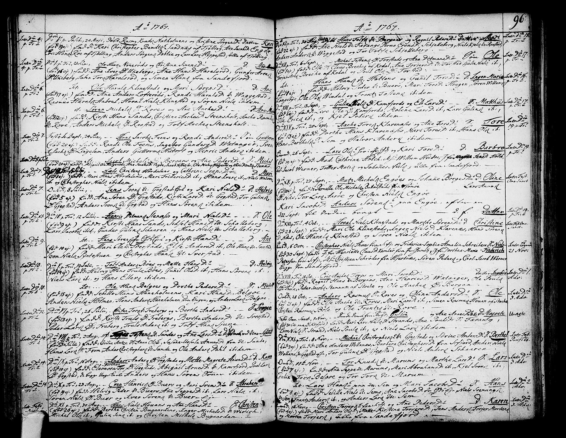 Sandar kirkebøker, SAKO/A-243/F/Fa/L0002: Parish register (official) no. 2, 1733-1788, p. 96