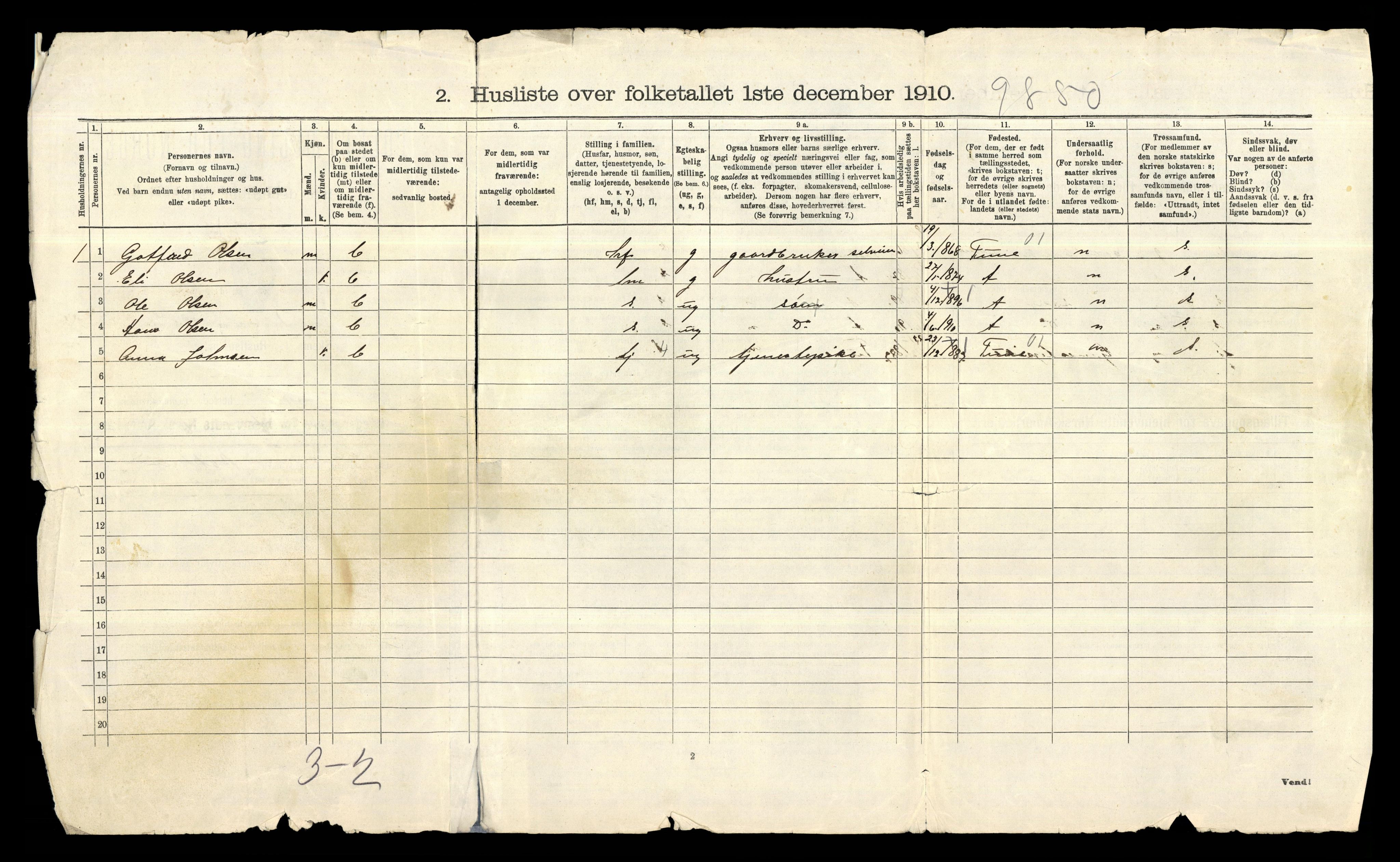 RA, 1910 census for Glemmen, 1910, p. 47