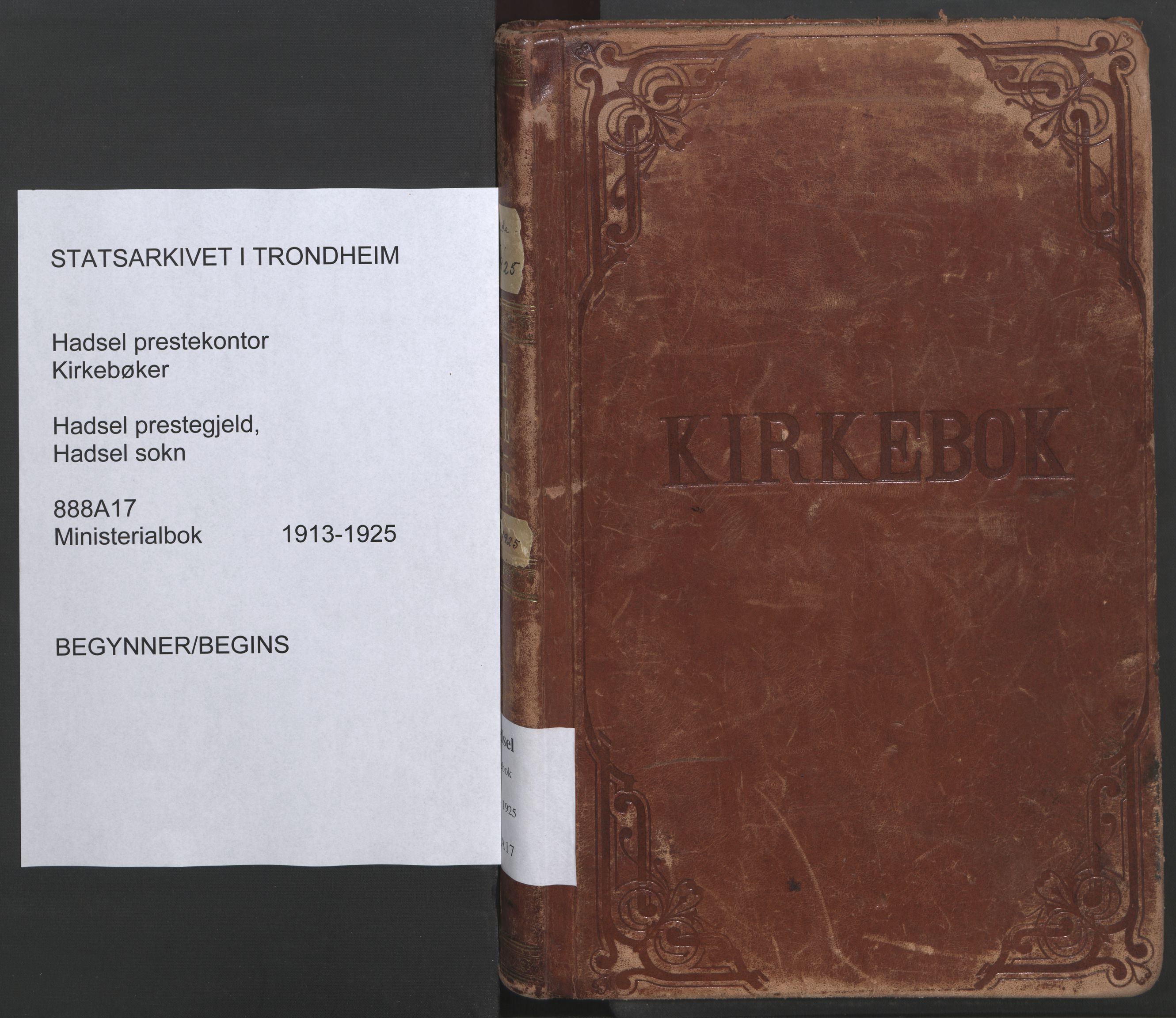 Ministerialprotokoller, klokkerbøker og fødselsregistre - Nordland, SAT/A-1459/888/L1251: Parish register (official) no. 888A17, 1913-1925