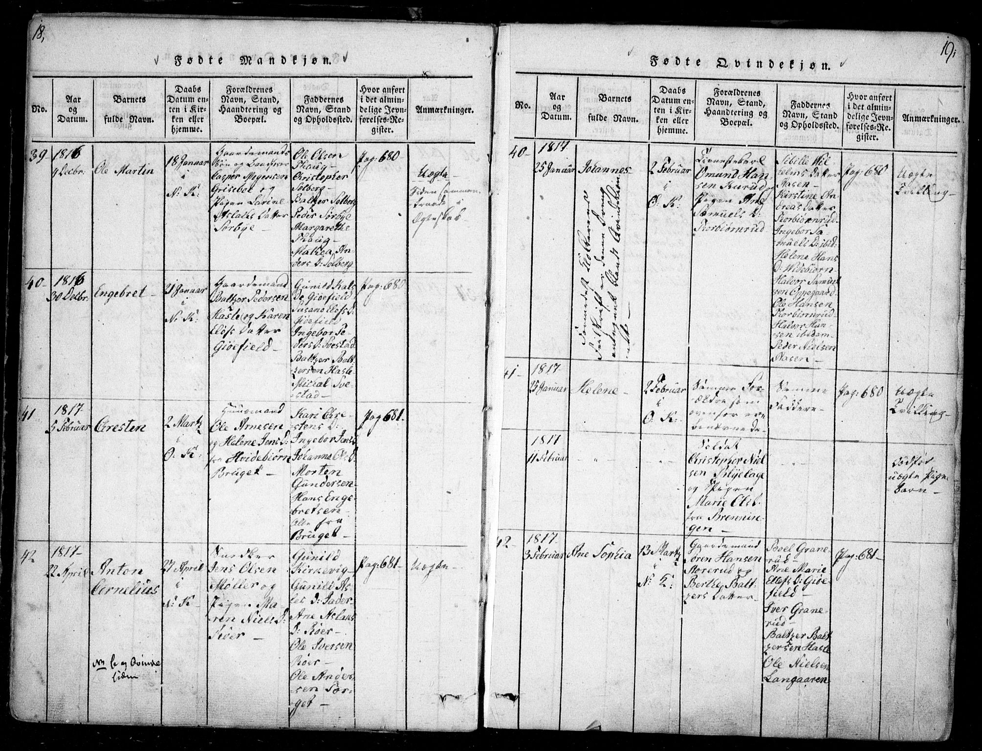 Nesodden prestekontor Kirkebøker, AV/SAO-A-10013/F/Fa/L0006: Parish register (official) no. I 6, 1814-1847, p. 18-19