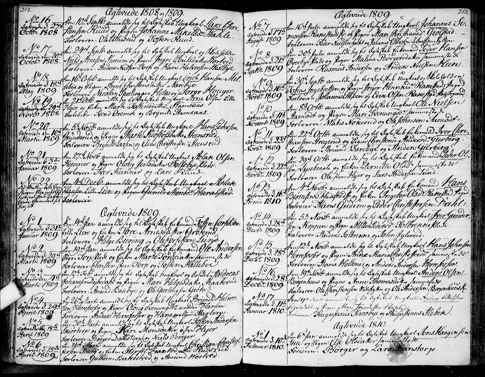 Rakkestad prestekontor Kirkebøker, AV/SAO-A-2008/F/Fa/L0005: Parish register (official) no. I 5, 1784-1814, p. 312-313