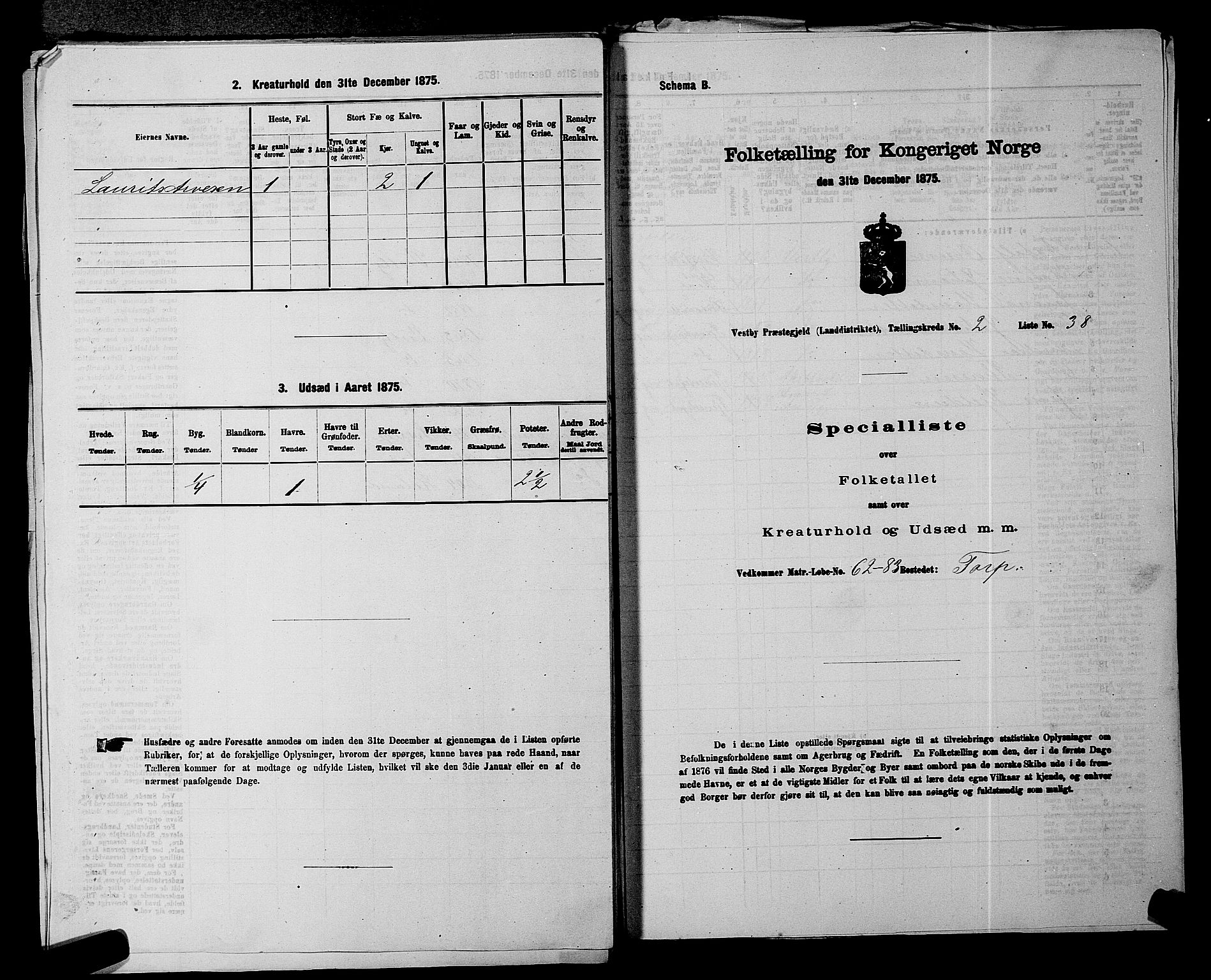 RA, 1875 census for 0211L Vestby/Vestby, Garder og Såner, 1875, p. 279