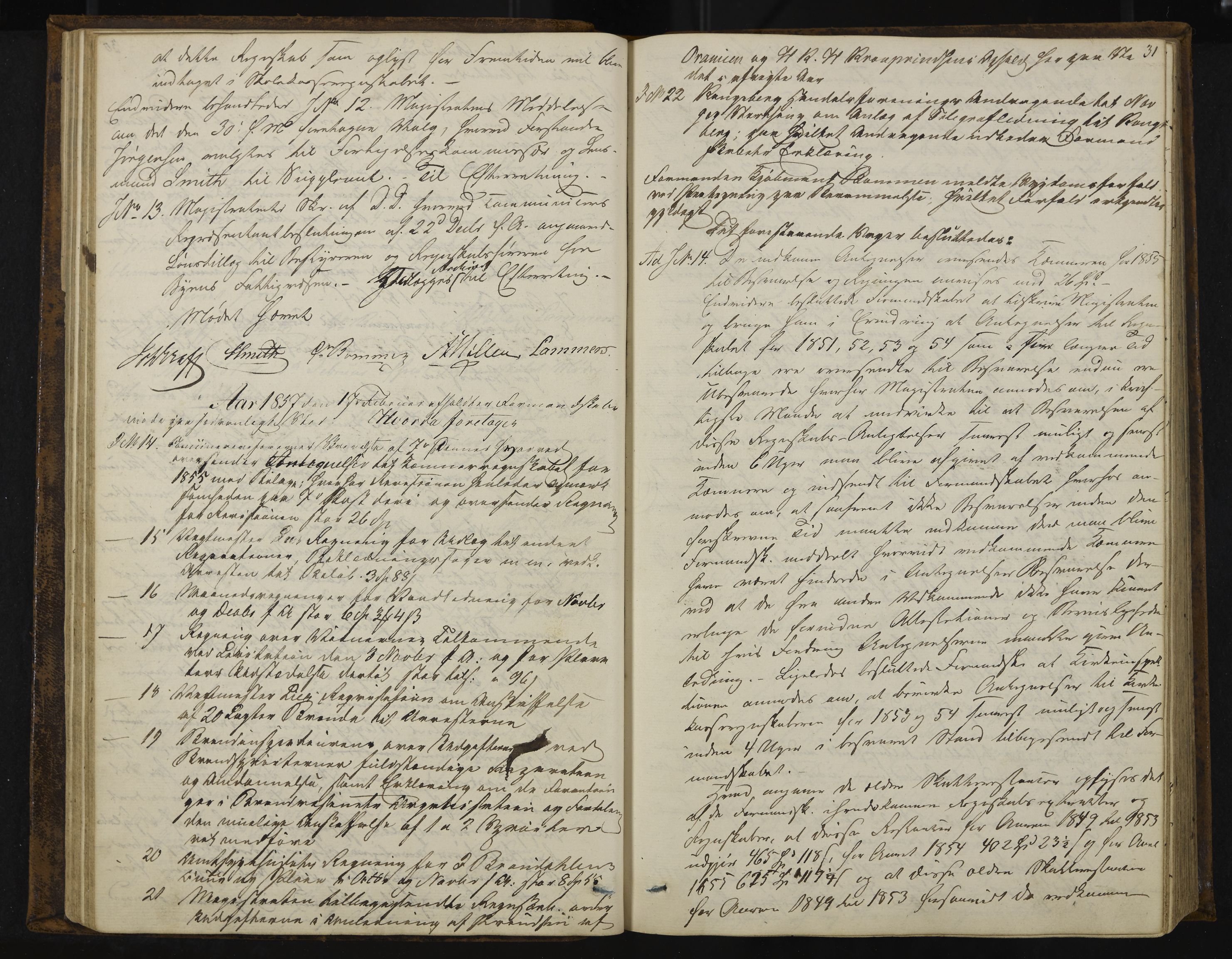 Kongsberg formannskap og sentraladministrasjon, IKAK/0604021-1/A/L0003: Møtebok med register, 1856-1861, p. 31