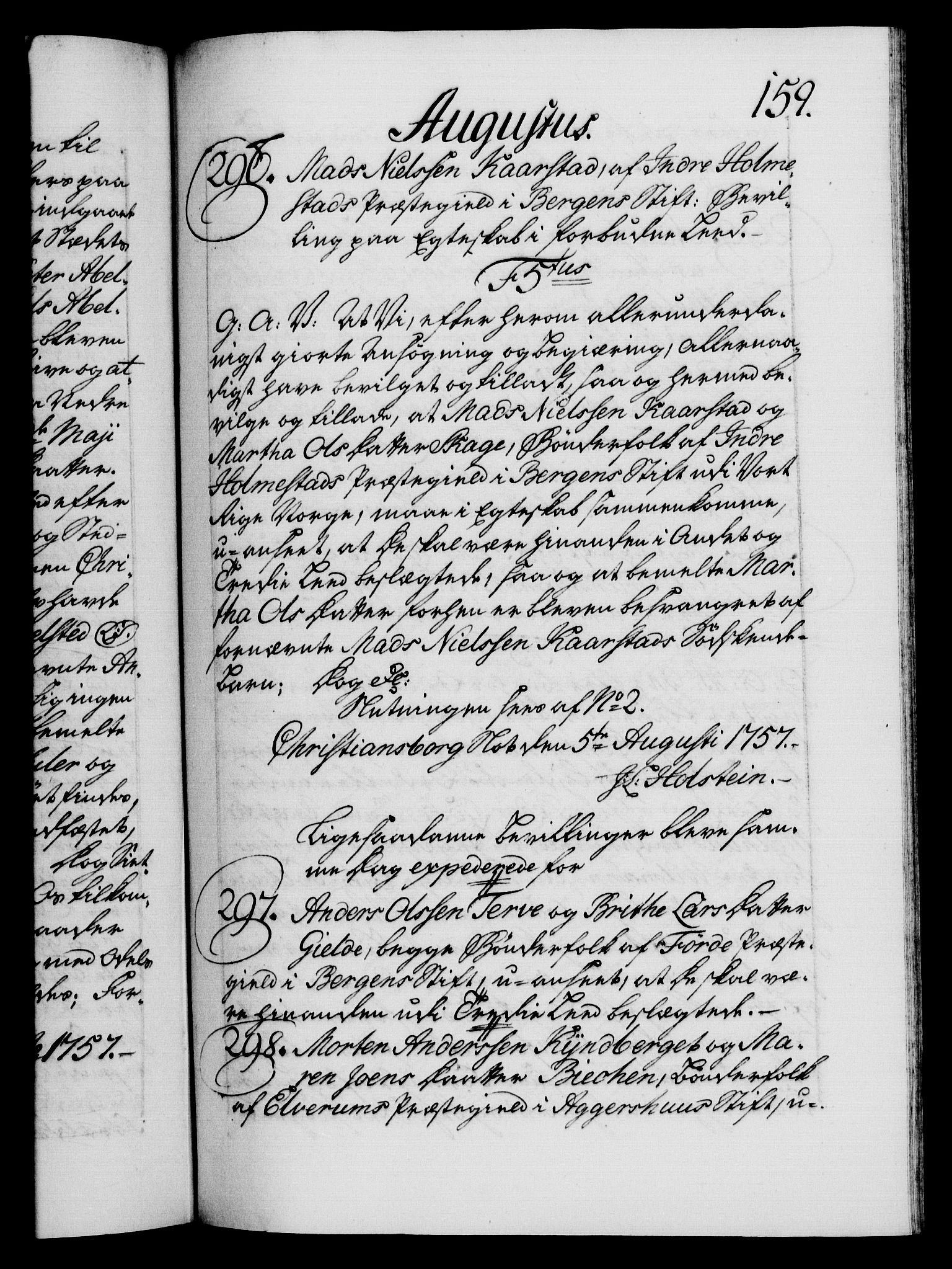 Danske Kanselli 1572-1799, AV/RA-EA-3023/F/Fc/Fca/Fcaa/L0040: Norske registre, 1757-1759, p. 159a