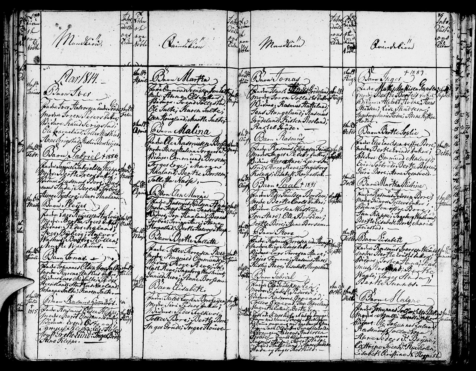 Klepp sokneprestkontor, AV/SAST-A-101803/001/3/30BA/L0001: Parish register (official) no. A 1, 1793-1819, p. 84-85