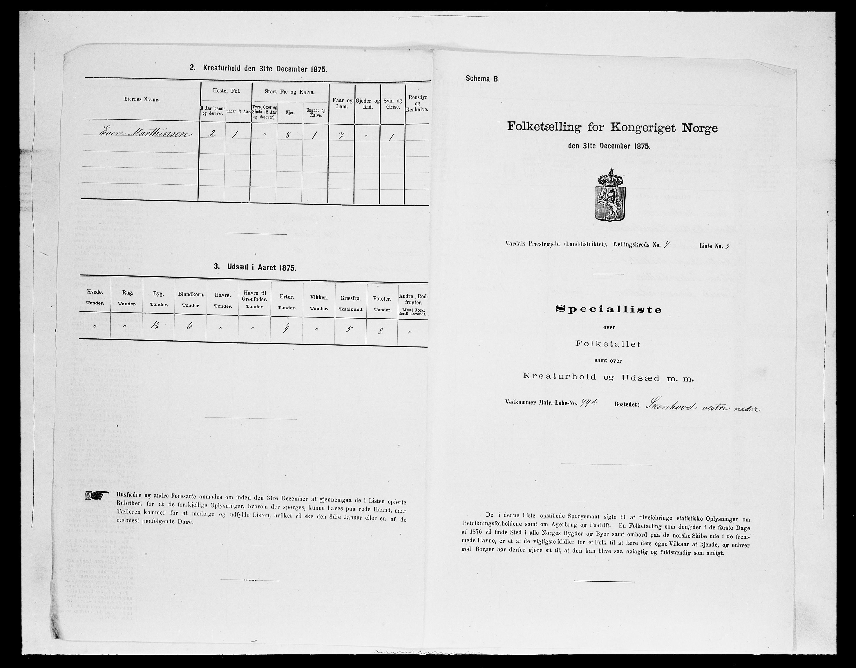 SAH, 1875 census for 0527L Vardal/Vardal og Hunn, 1875, p. 524