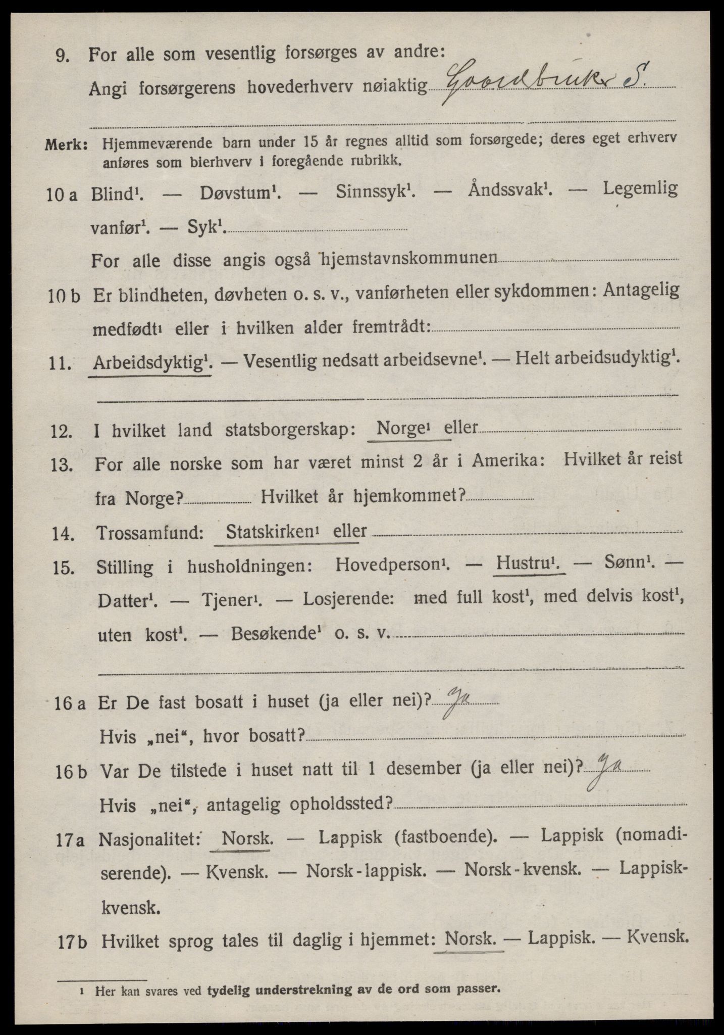 SAT, 1920 census for Sandstad, 1920, p. 1934