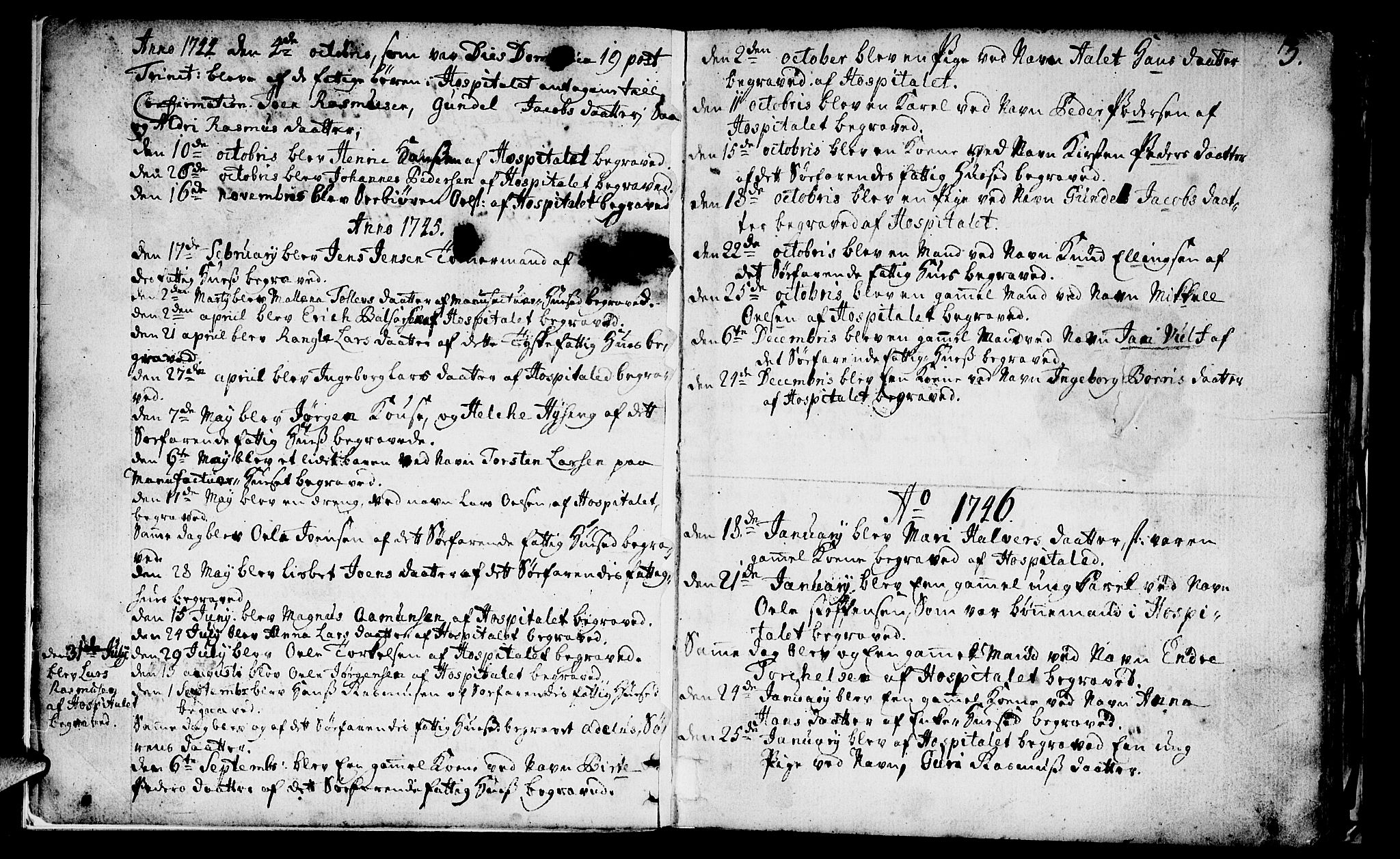 St. Jørgens hospital og Årstad sokneprestembete, SAB/A-99934: Parish register (official) no. A 1, 1743-1823, p. 3