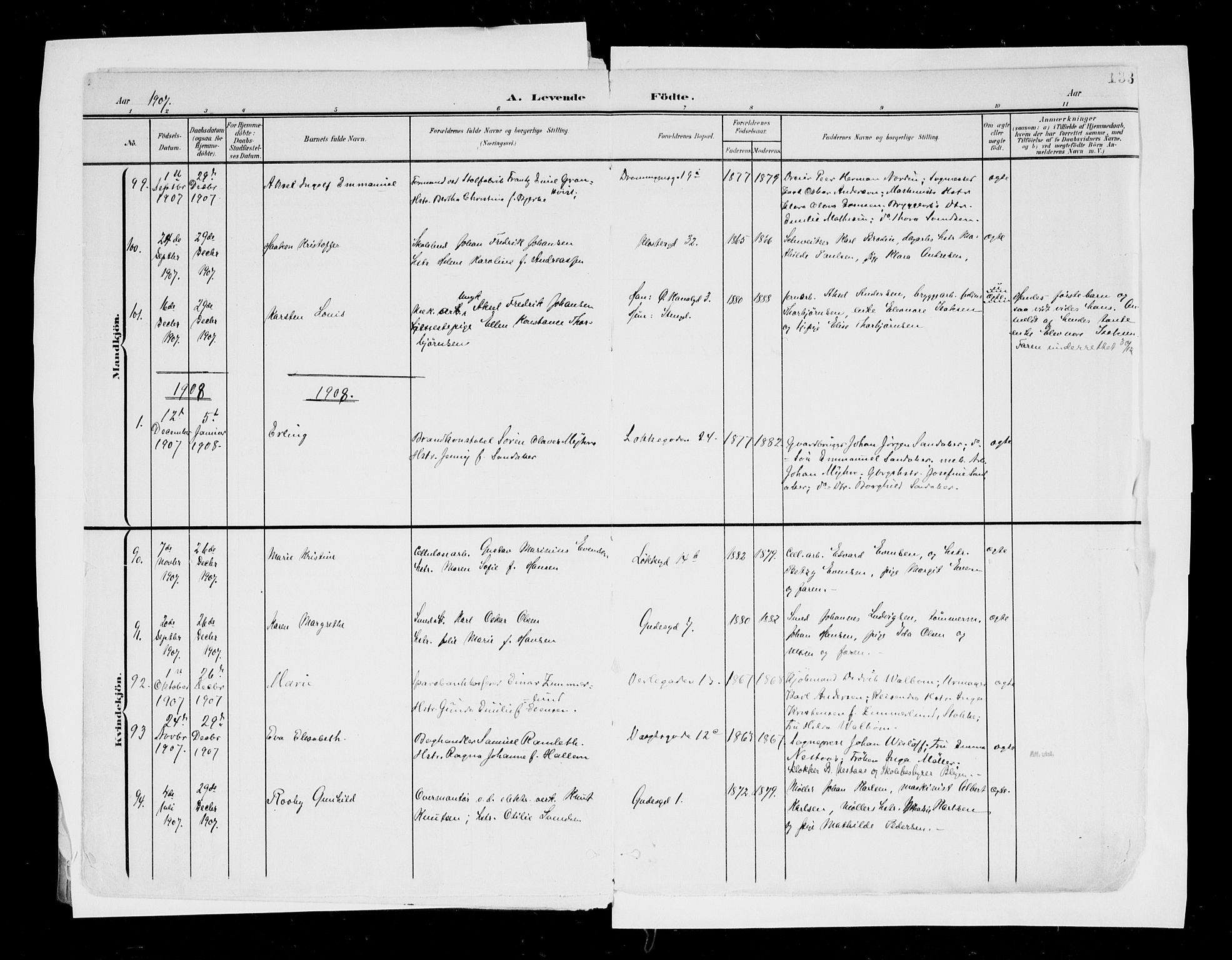 Moss prestekontor Kirkebøker, AV/SAO-A-2003/F/Fb/L0004: Parish register (official) no. II 4, 1902-1912, p. 133