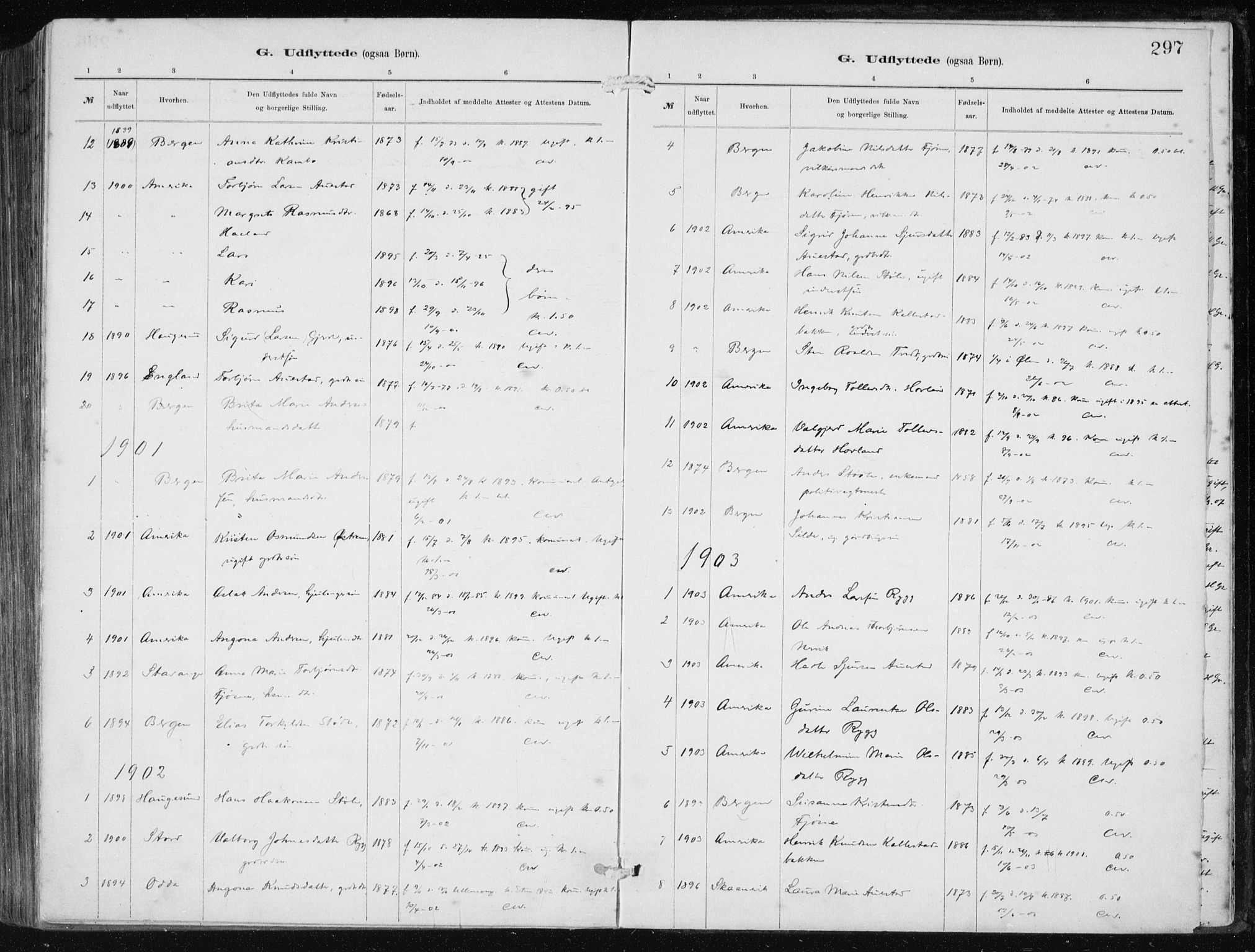 Etne sokneprestembete, SAB/A-75001/H/Haa: Parish register (official) no. B  1, 1879-1919, p. 297