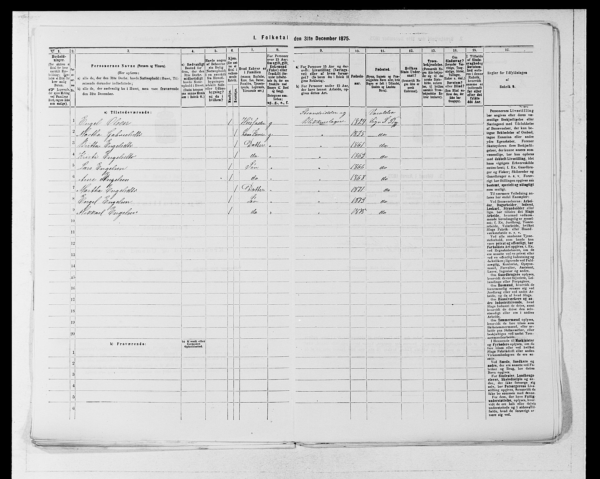 SAB, 1875 census for 1226P Strandebarm, 1875, p. 334