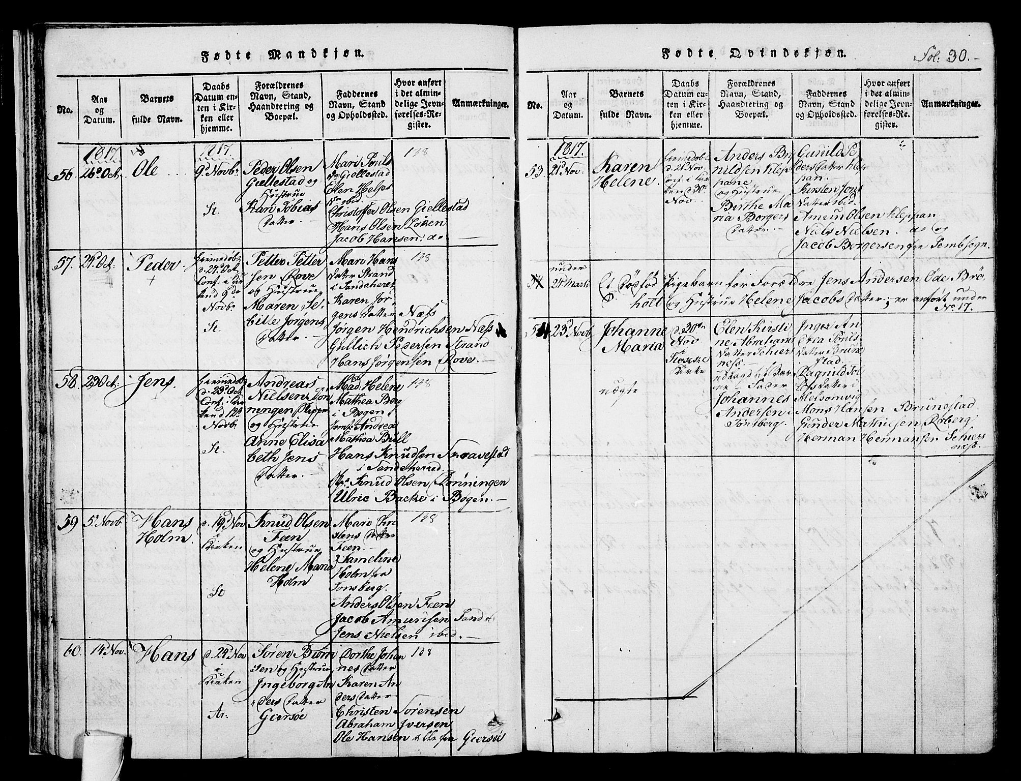 Stokke kirkebøker, AV/SAKO-A-320/F/Fa/L0005: Parish register (official) no. I 5, 1815-1826, p. 30