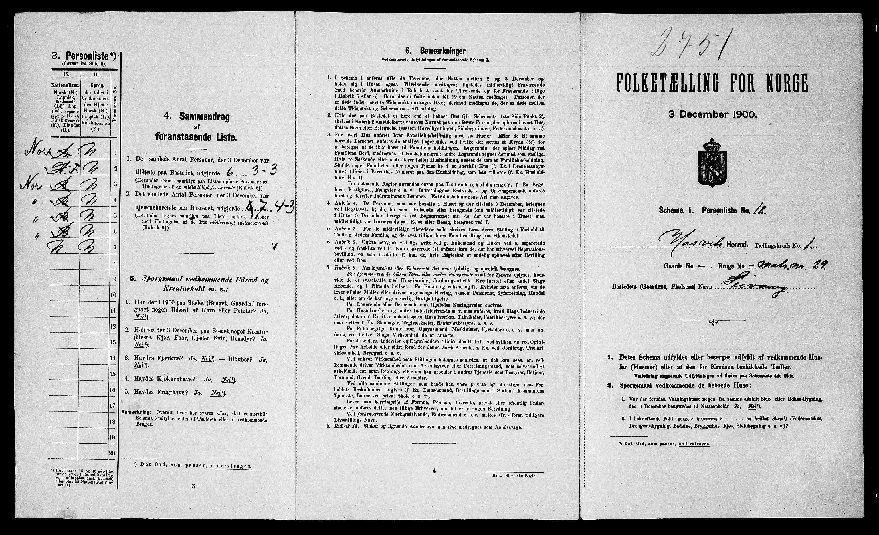 SATØ, 1900 census for Hasvik, 1900, p. 51