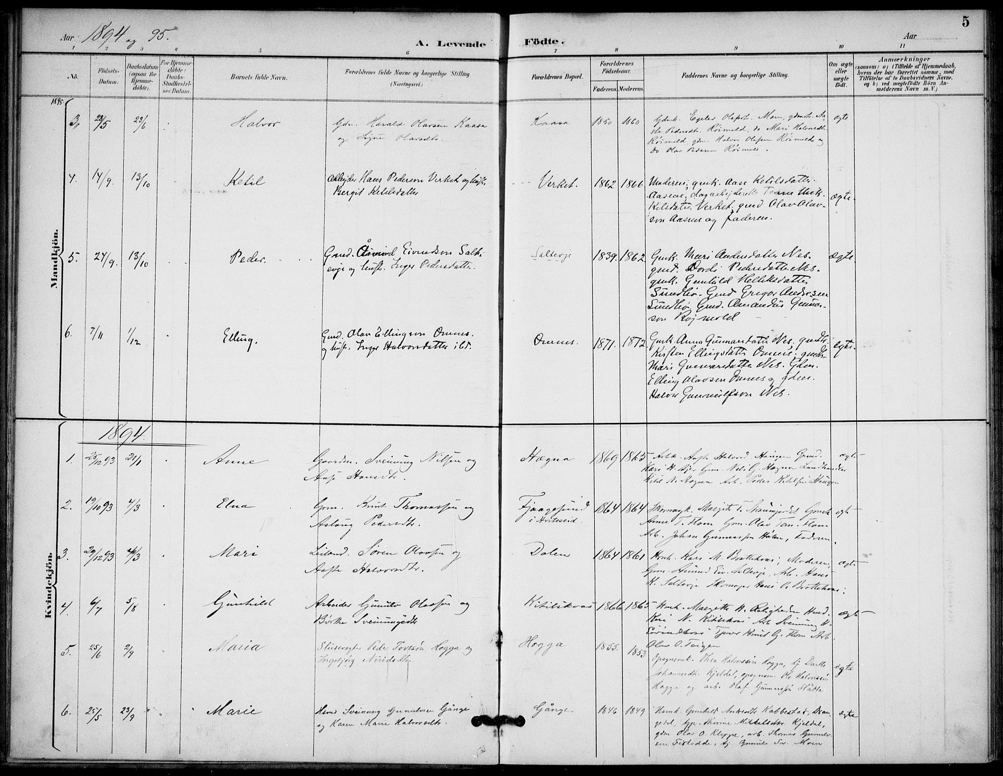 Lunde kirkebøker, SAKO/A-282/F/Fb/L0004: Parish register (official) no. II 4, 1892-1907, p. 5