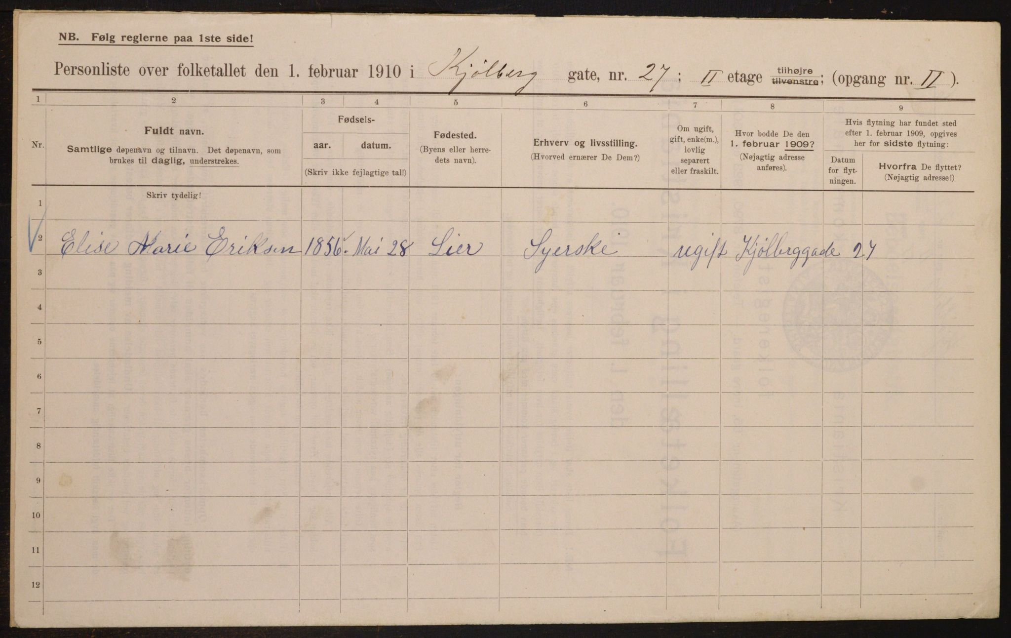 OBA, Municipal Census 1910 for Kristiania, 1910, p. 50387