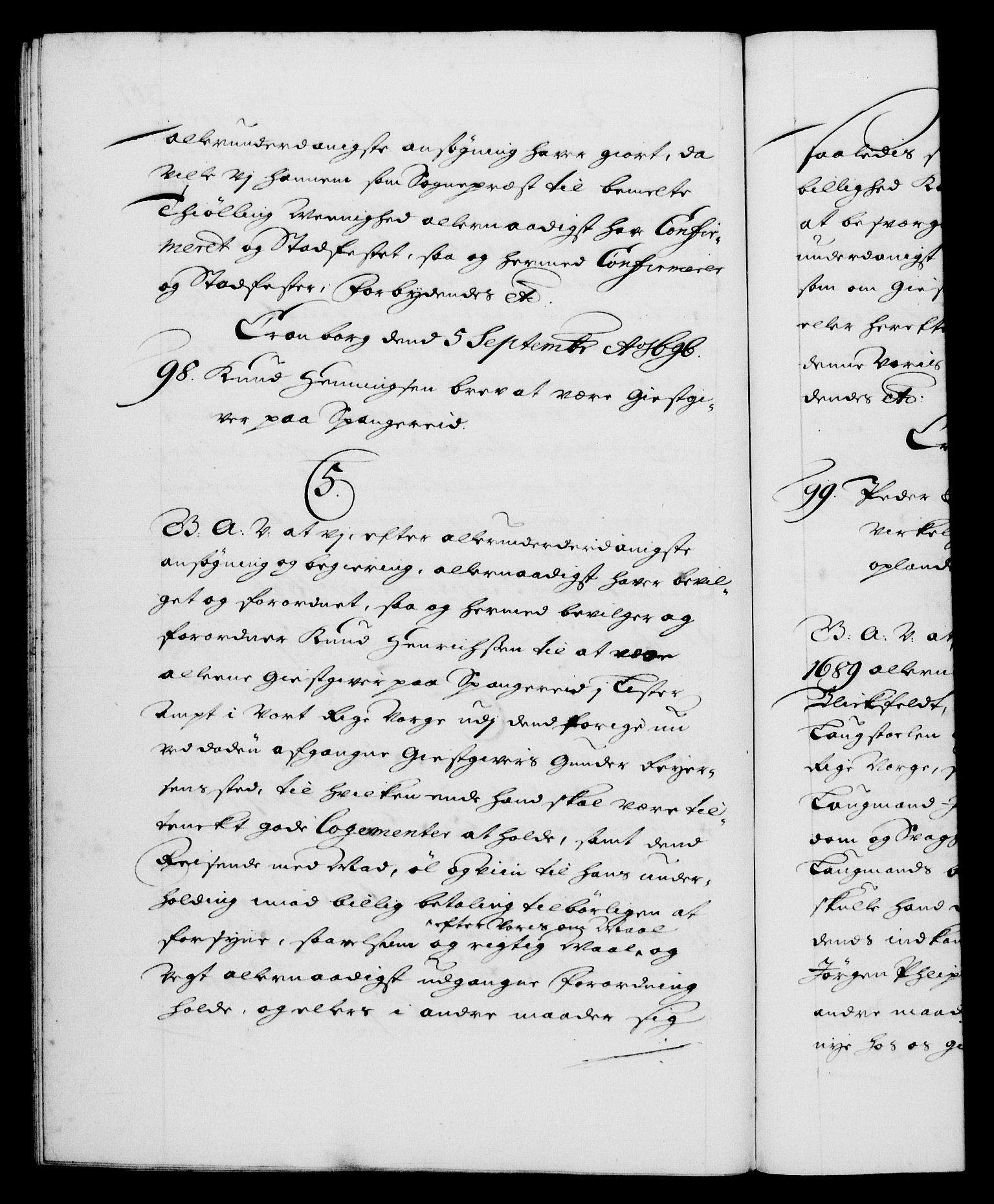 Danske Kanselli 1572-1799, AV/RA-EA-3023/F/Fc/Fca/Fcaa/L0016: Norske registre (mikrofilm), 1692-1697, p. 361b