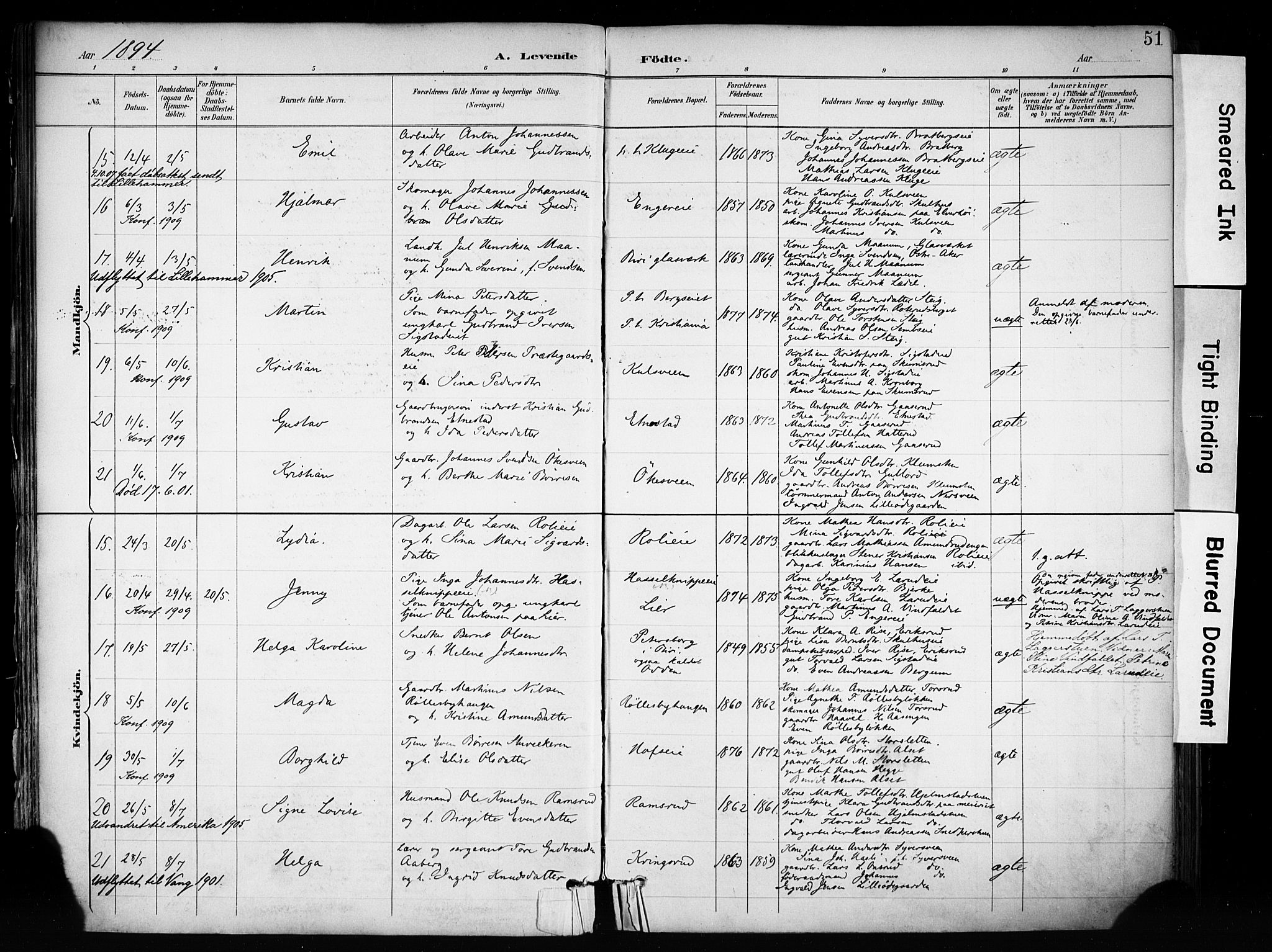 Biri prestekontor, AV/SAH-PREST-096/H/Ha/Haa/L0009: Parish register (official) no. 9, 1887-1900, p. 51