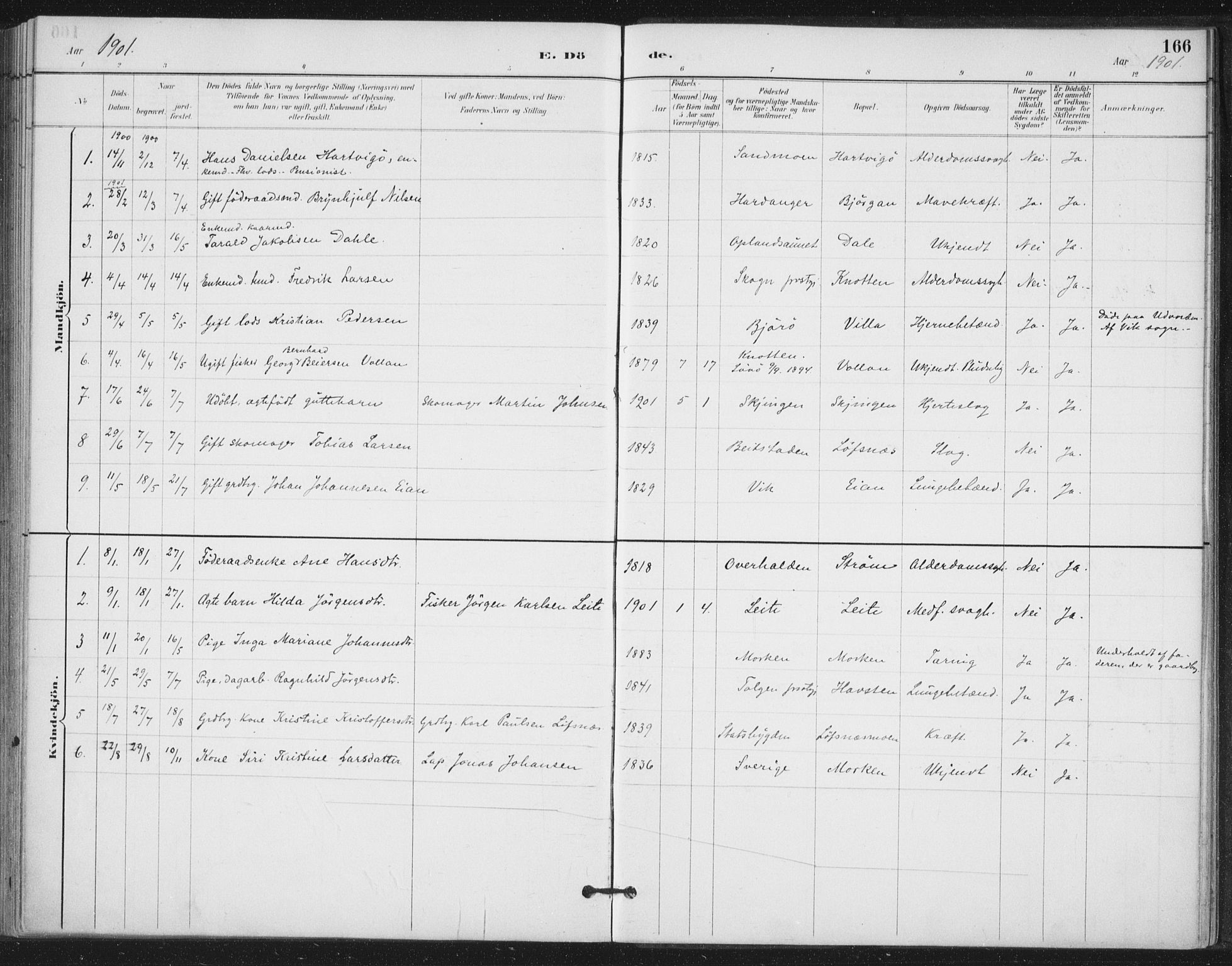 Ministerialprotokoller, klokkerbøker og fødselsregistre - Nord-Trøndelag, SAT/A-1458/772/L0603: Parish register (official) no. 772A01, 1885-1912, p. 166