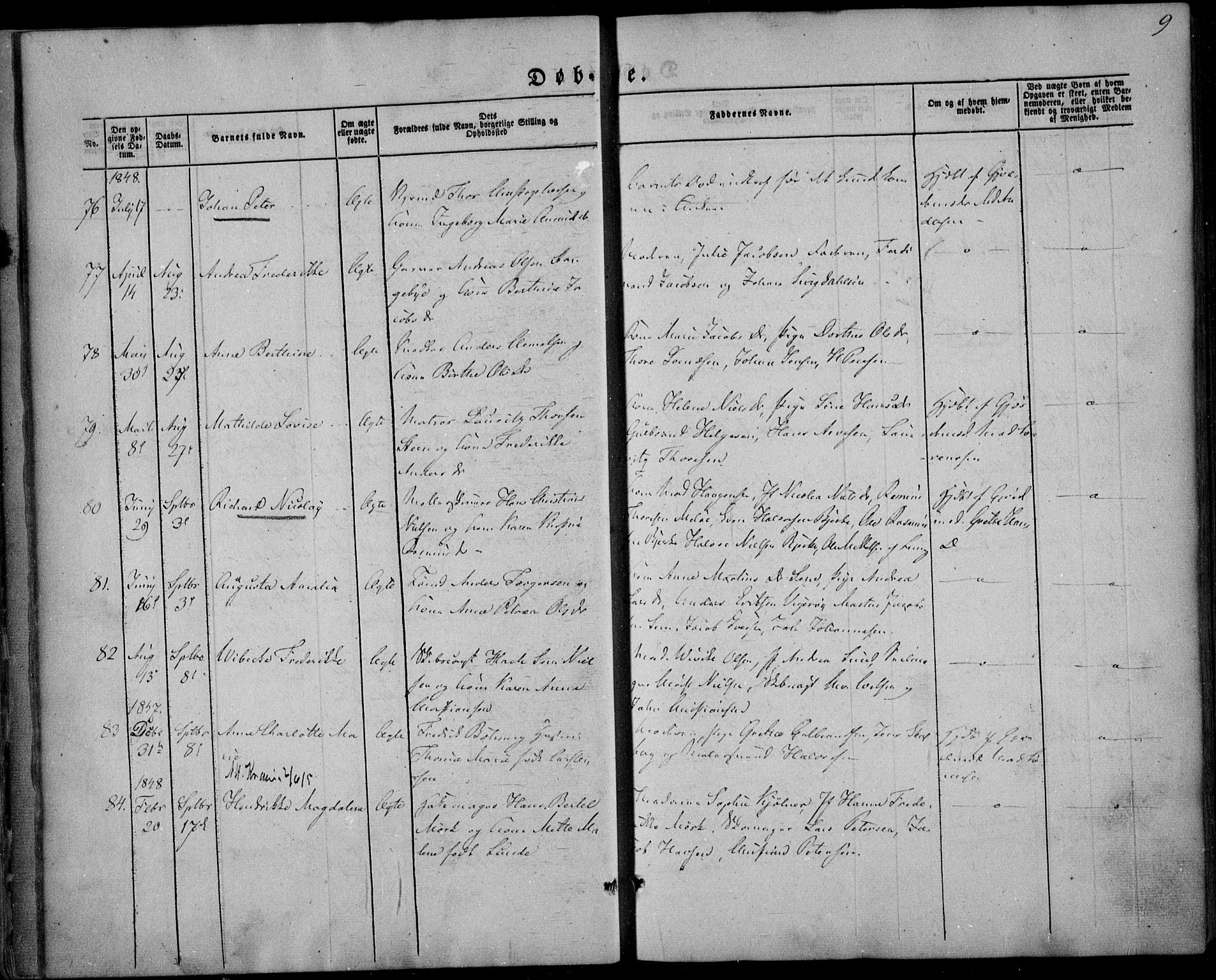 Larvik kirkebøker, AV/SAKO-A-352/F/Fa/L0003: Parish register (official) no. I 3, 1848-1856, p. 9