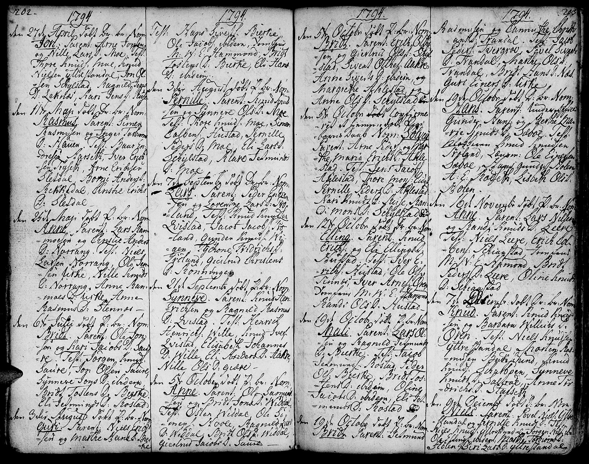 Ministerialprotokoller, klokkerbøker og fødselsregistre - Møre og Romsdal, AV/SAT-A-1454/515/L0206: Parish register (official) no. 515A02, 1765-1818, p. 202-203