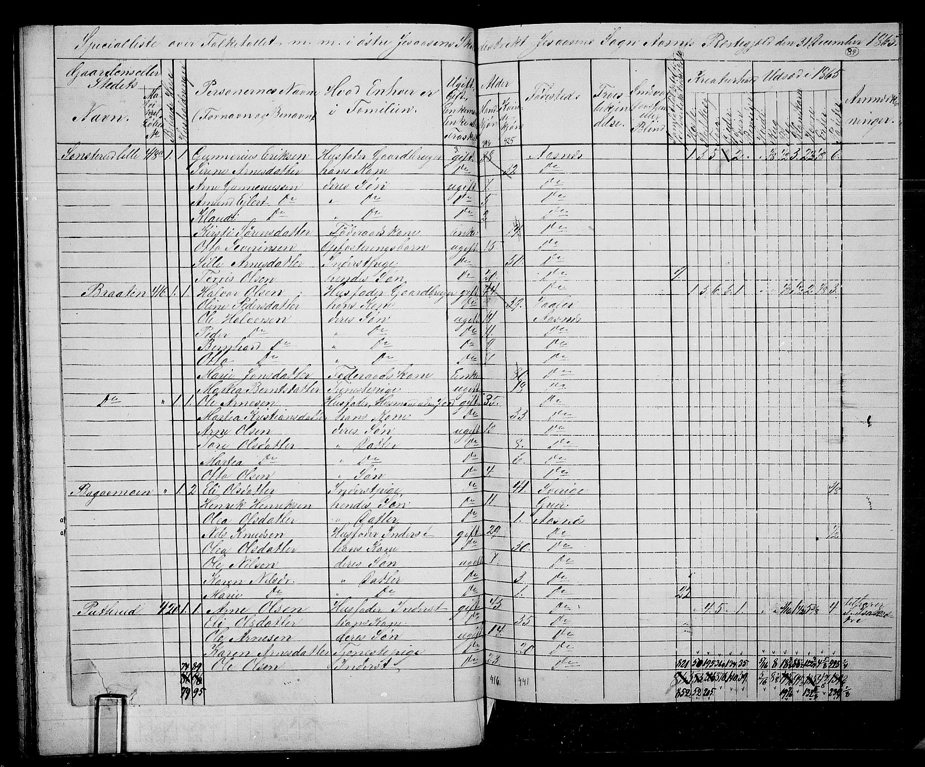 RA, 1865 census for Åsnes, 1865, p. 80