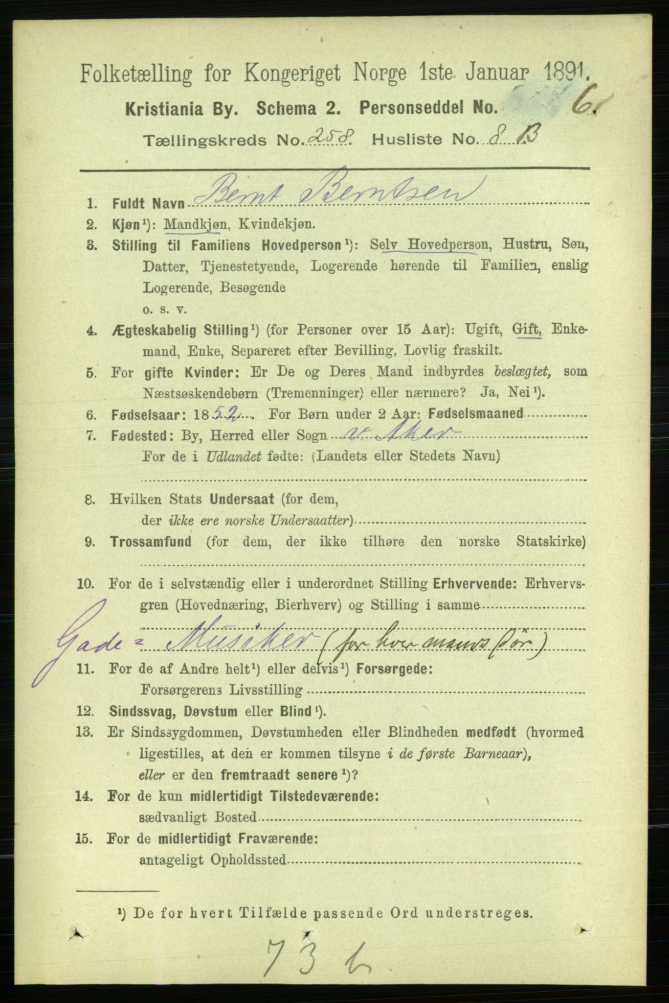 RA, 1891 census for 0301 Kristiania, 1891, p. 157240