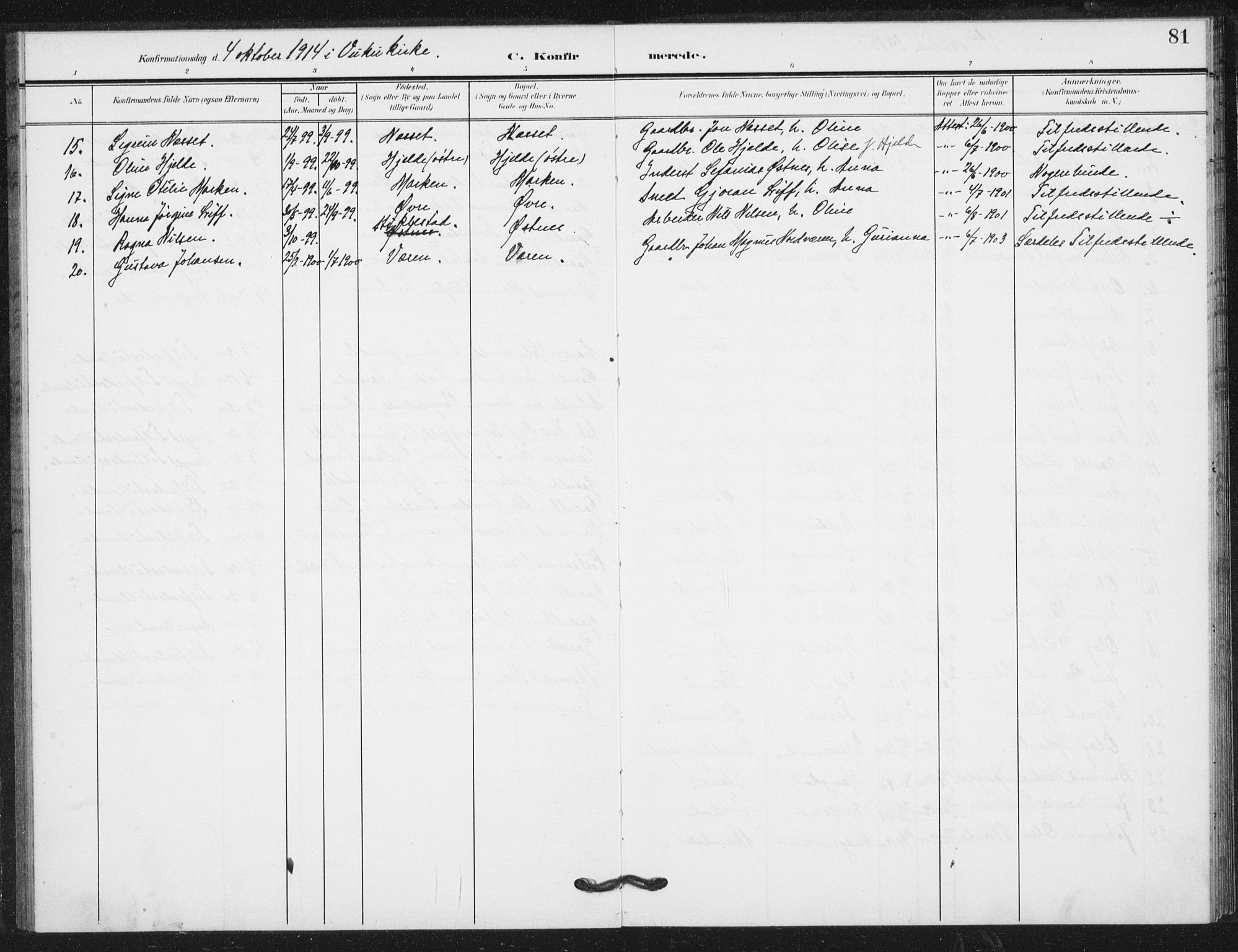 Ministerialprotokoller, klokkerbøker og fødselsregistre - Nord-Trøndelag, AV/SAT-A-1458/724/L0264: Parish register (official) no. 724A02, 1908-1915, p. 81