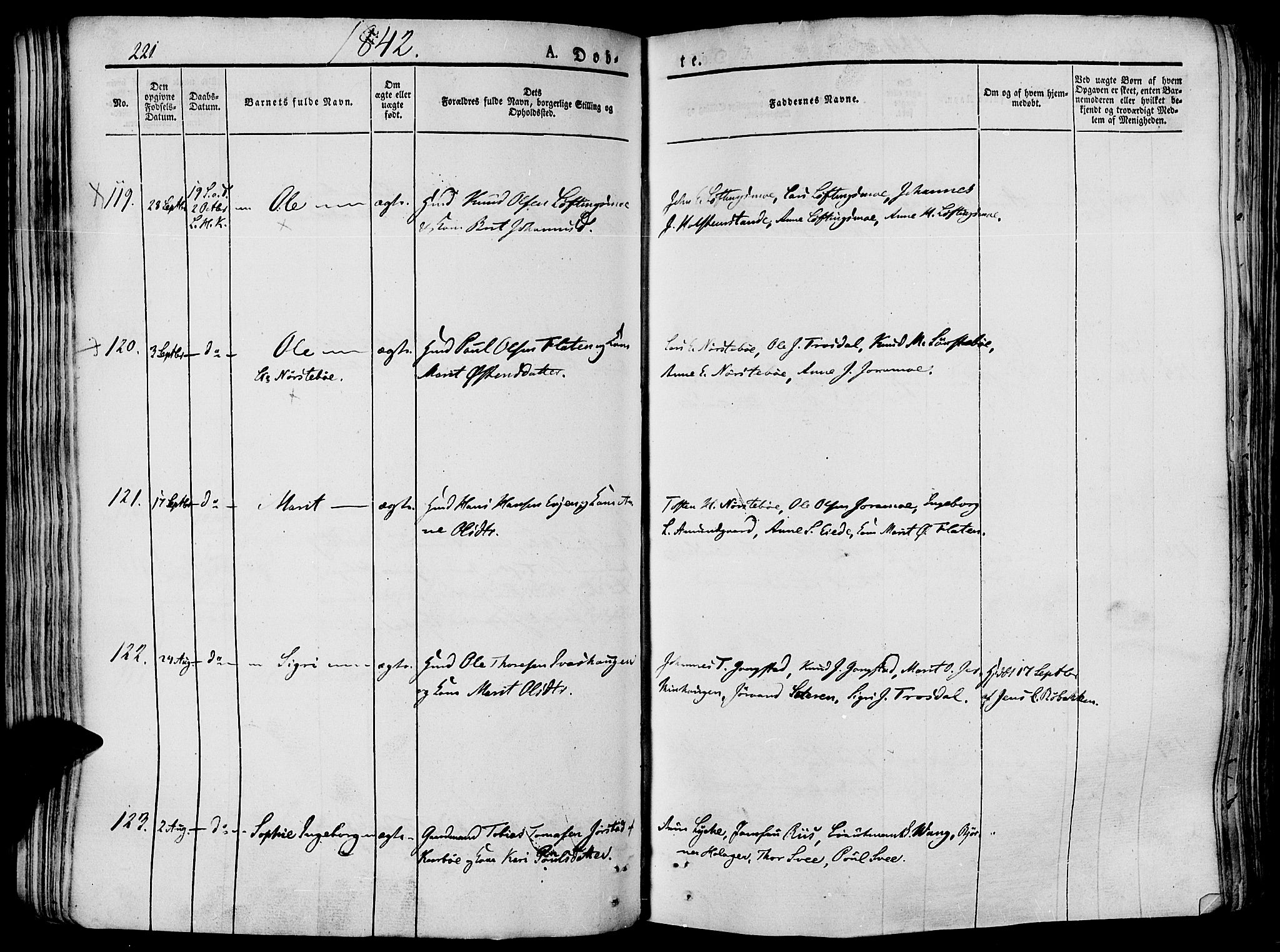 Lesja prestekontor, SAH/PREST-068/H/Ha/Haa/L0005: Parish register (official) no. 5, 1830-1842, p. 221