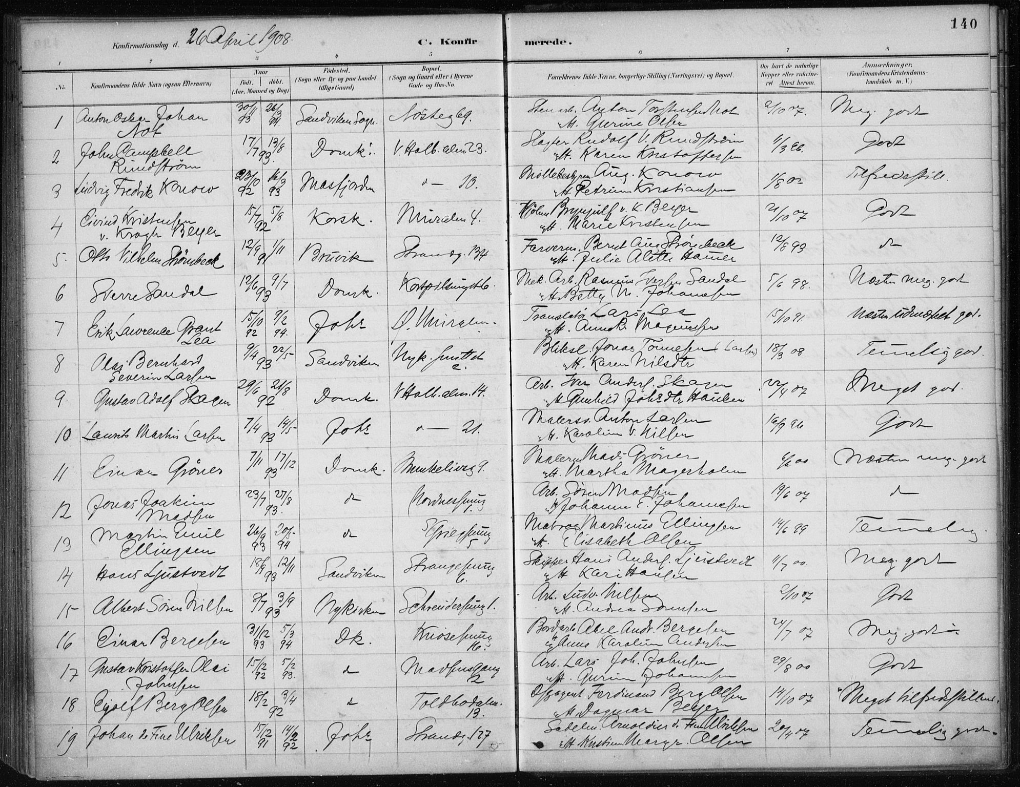 Nykirken Sokneprestembete, AV/SAB-A-77101/H/Haa/L0027: Parish register (official) no. C 6, 1886-1913, p. 140