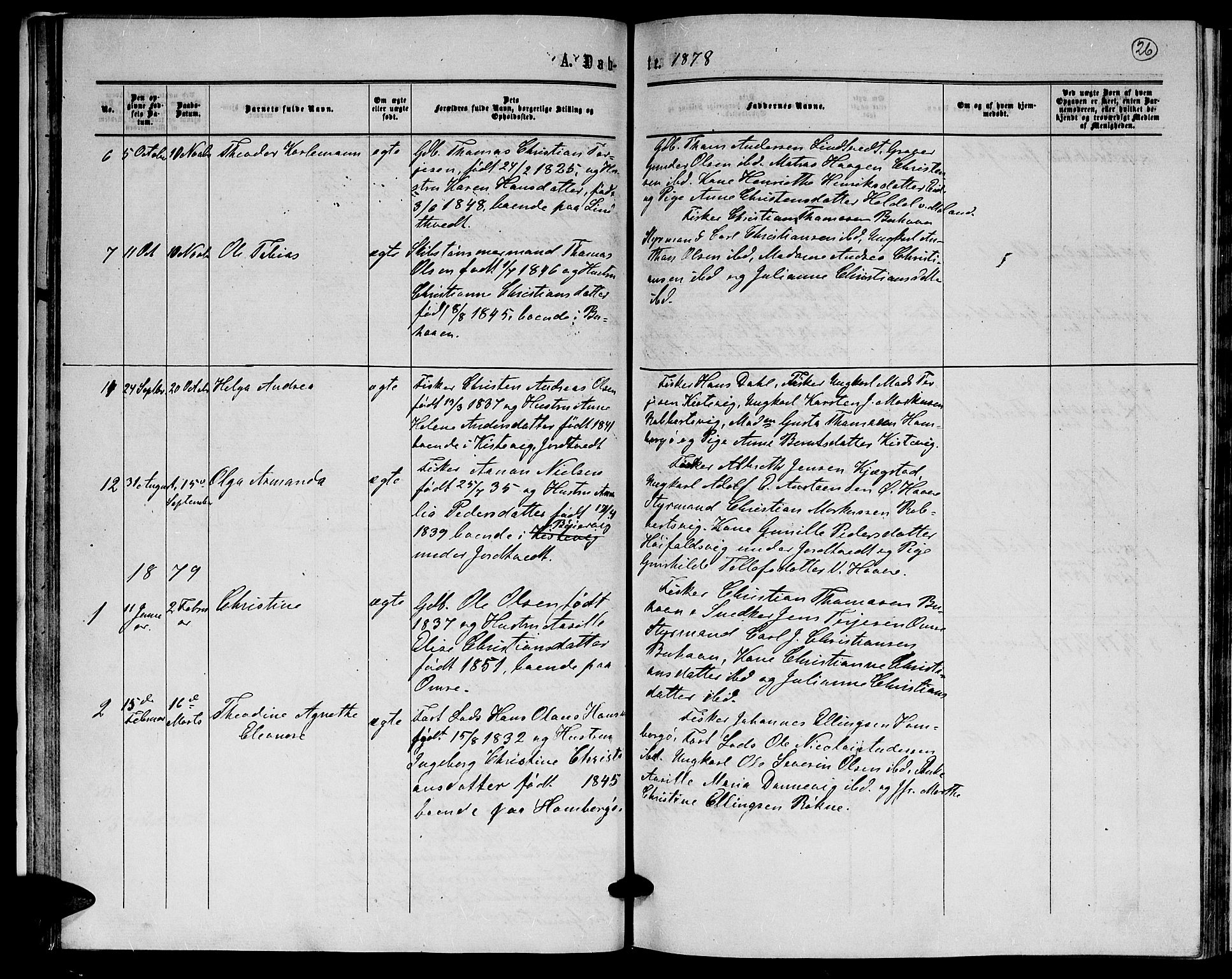 Hommedal sokneprestkontor, AV/SAK-1111-0023/F/Fb/Fba/L0003: Parish register (copy) no. B 3, 1863-1884, p. 26