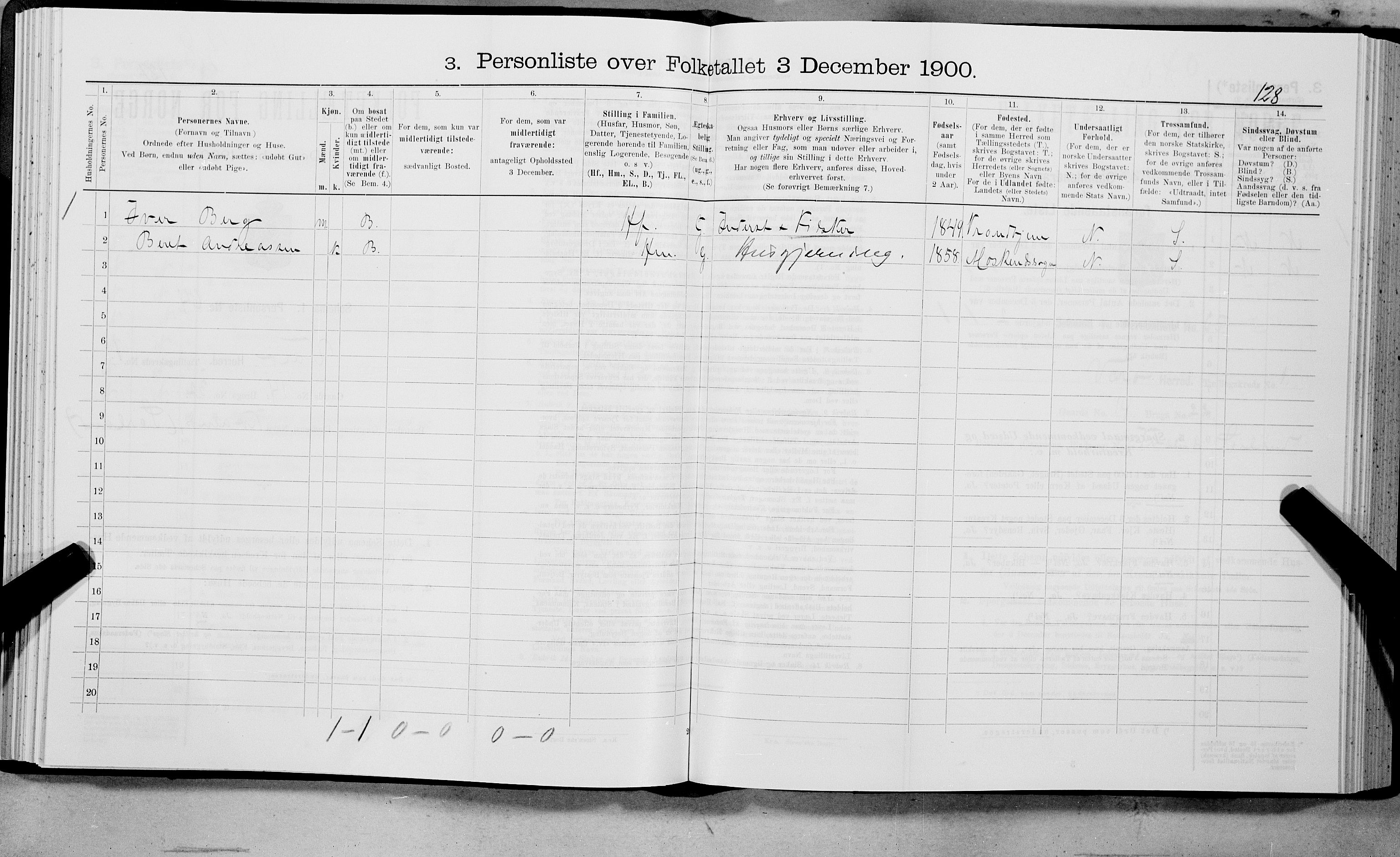 SAT, 1900 census for Værøy, 1900, p. 137