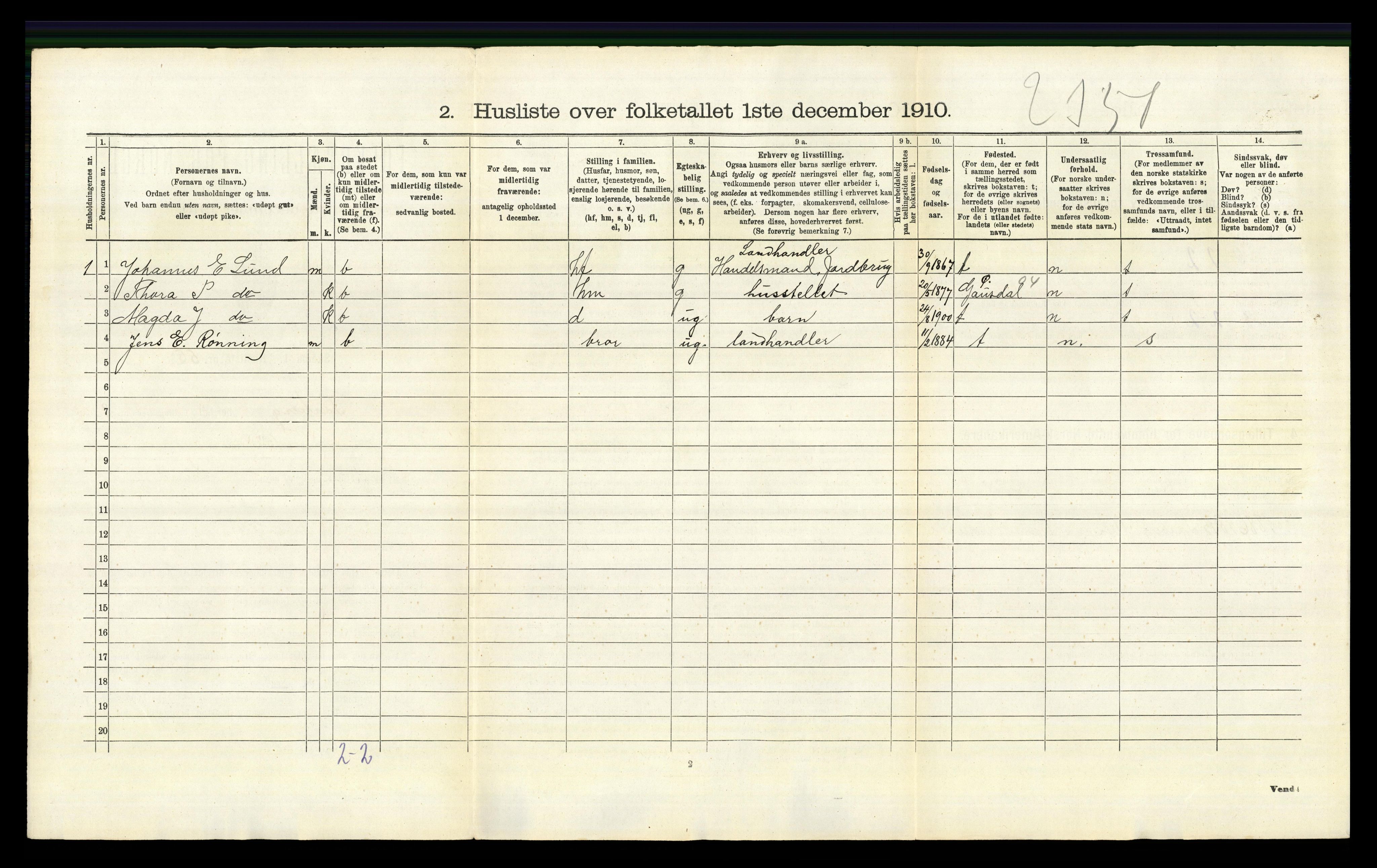 RA, 1910 census for Fåberg, 1910, p. 883