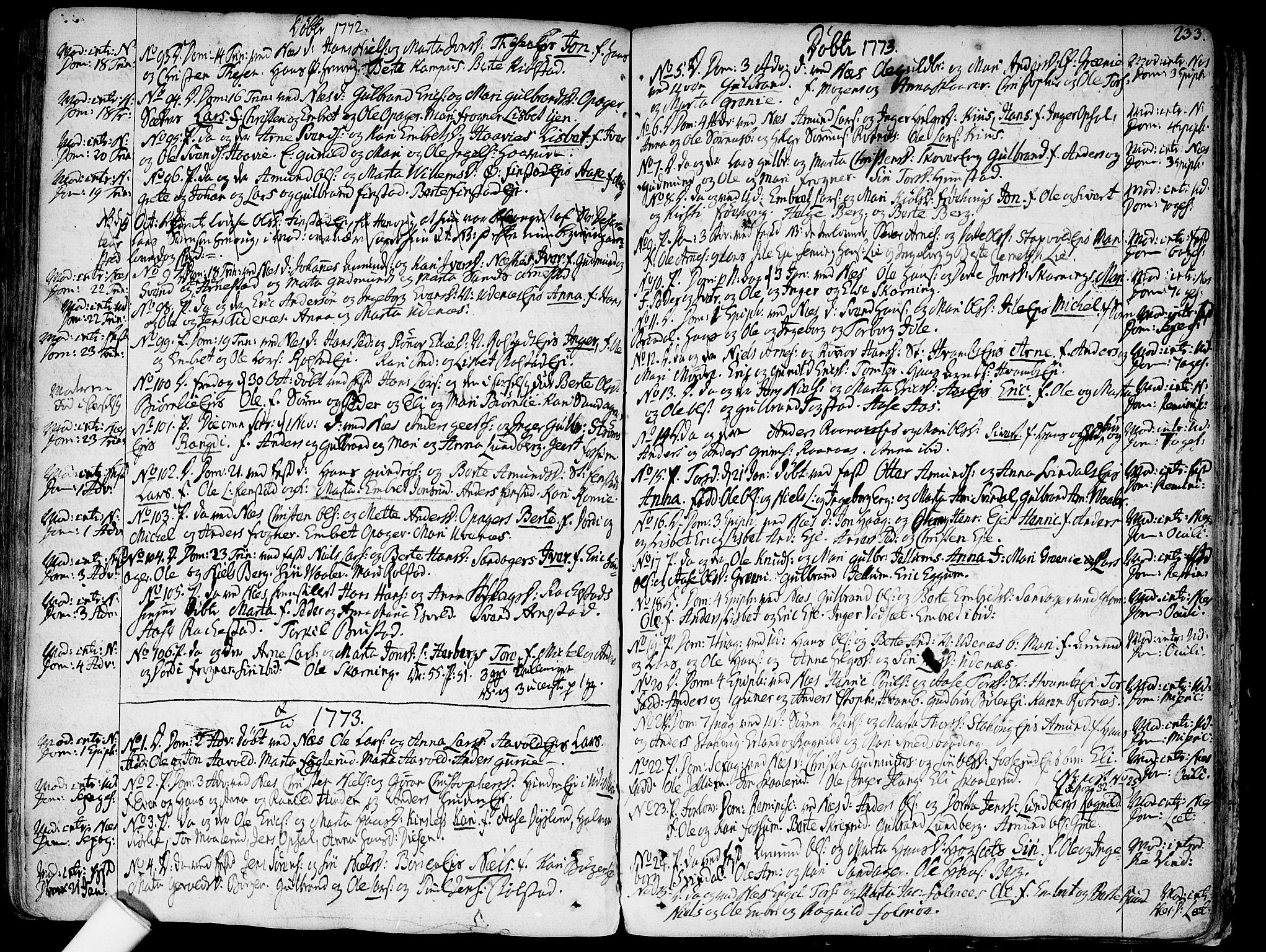 Nes prestekontor Kirkebøker, AV/SAO-A-10410/F/Fa/L0003: Parish register (official) no. I 3, 1734-1781, p. 233