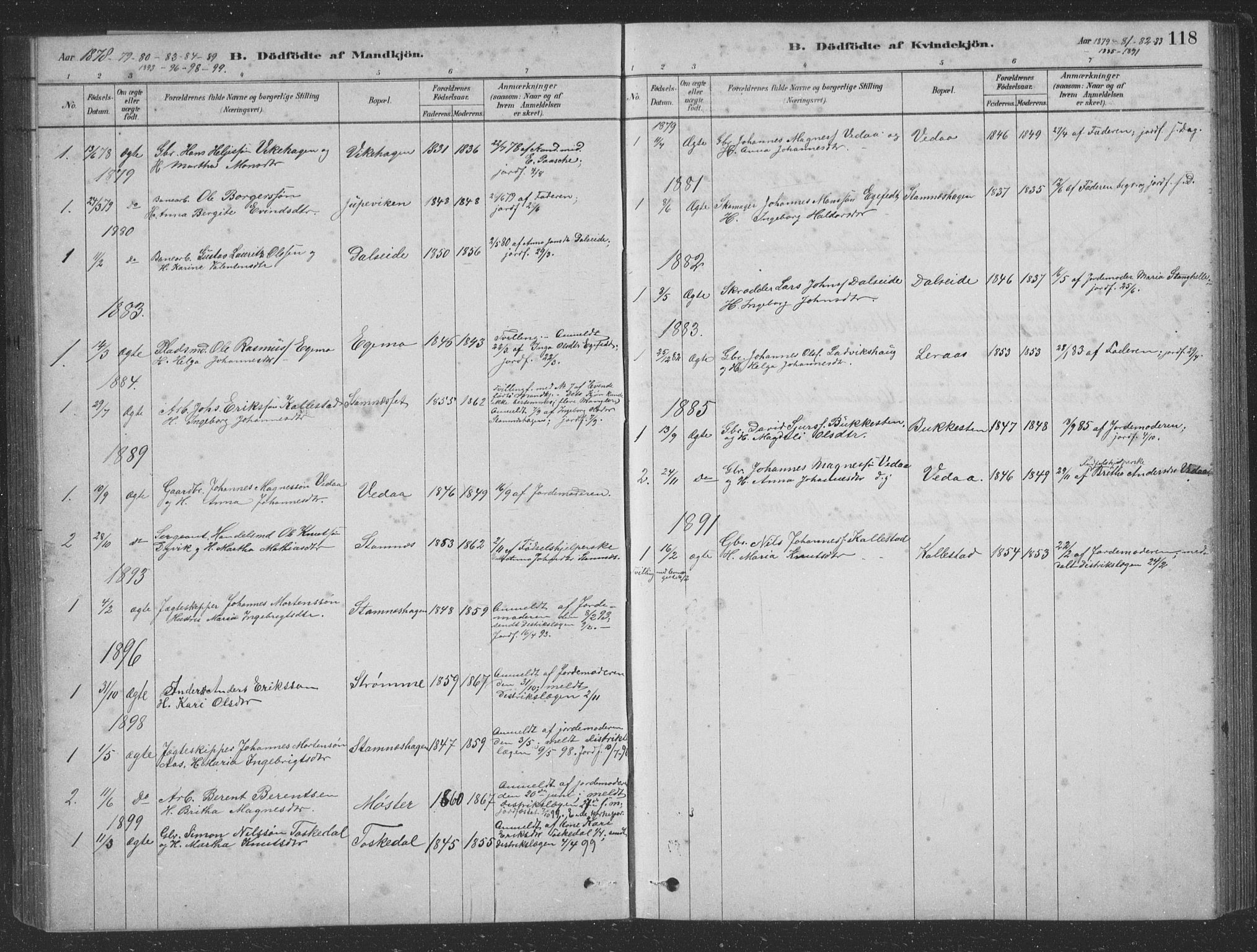 Vaksdal Sokneprestembete, SAB/A-78901/H/Hab: Parish register (copy) no. D 1, 1878-1939, p. 118