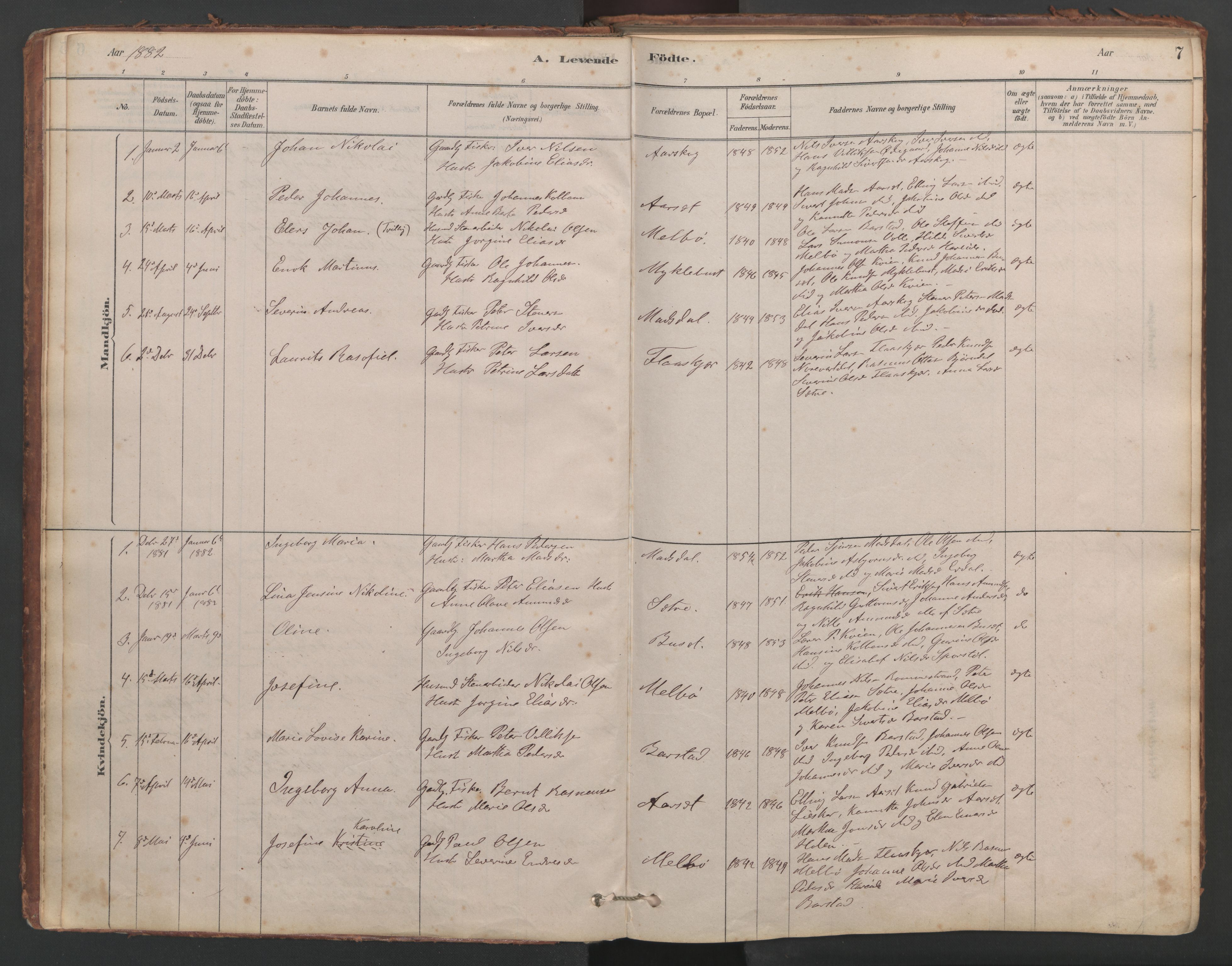 Ministerialprotokoller, klokkerbøker og fødselsregistre - Møre og Romsdal, SAT/A-1454/514/L0201: Parish register (copy) no. 514C01, 1878-1919, p. 7