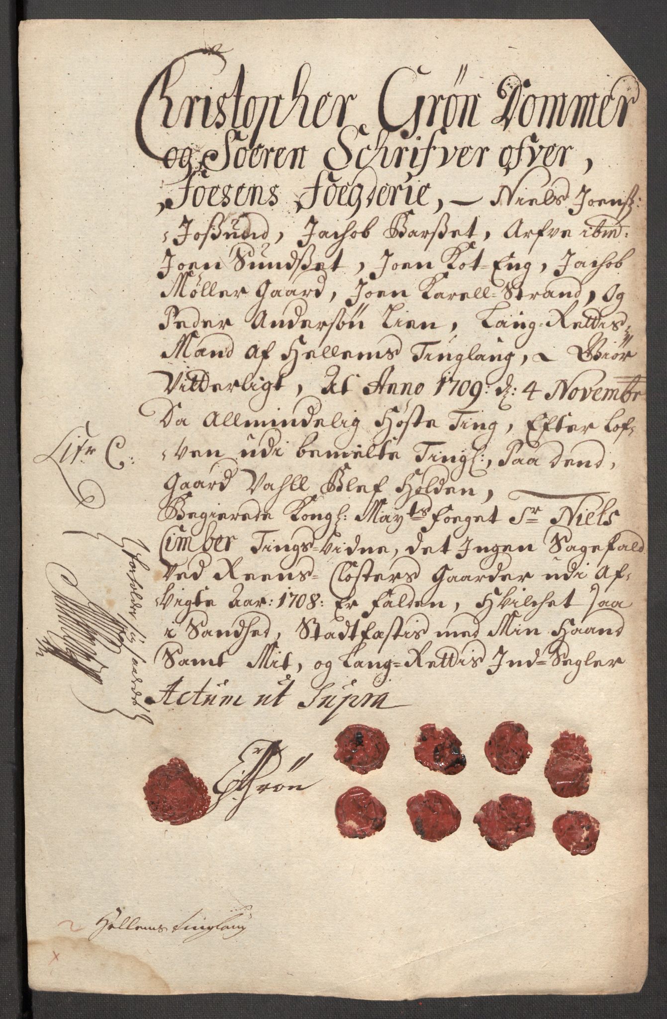 Rentekammeret inntil 1814, Reviderte regnskaper, Fogderegnskap, AV/RA-EA-4092/R57/L3858: Fogderegnskap Fosen, 1708-1709, p. 296