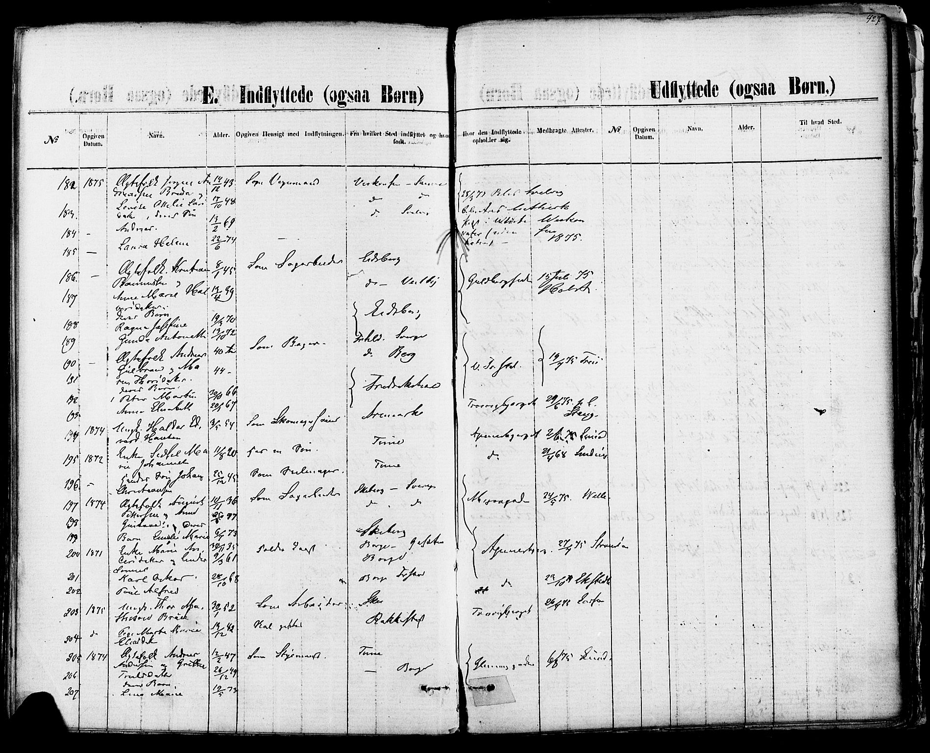 Fredrikstad domkirkes prestekontor Kirkebøker, SAO/A-10906/F/Fa/L0001: Parish register (official) no. 1, 1871-1878, p. 427