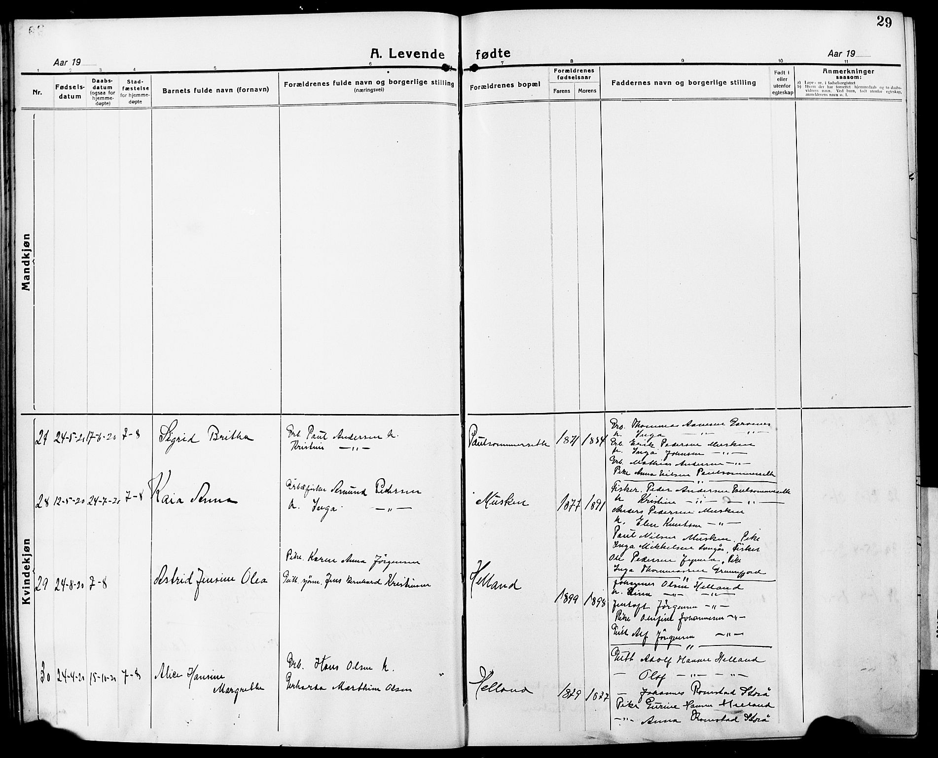 Ministerialprotokoller, klokkerbøker og fødselsregistre - Nordland, AV/SAT-A-1459/861/L0878: Parish register (copy) no. 861C04, 1917-1928, p. 29