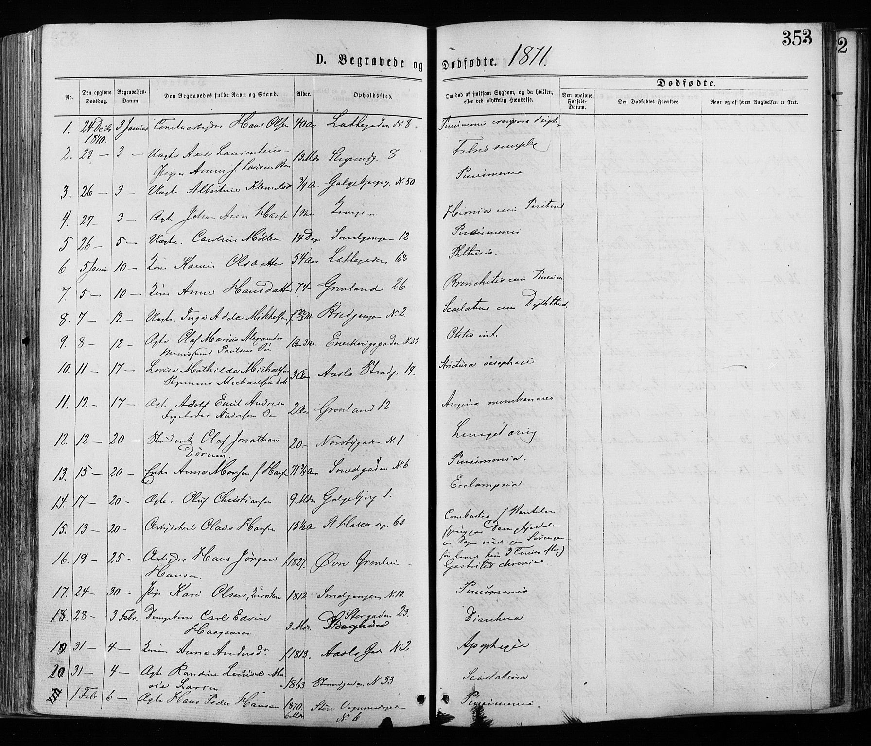 Grønland prestekontor Kirkebøker, SAO/A-10848/F/Fa/L0005: Parish register (official) no. 5, 1869-1880, p. 353